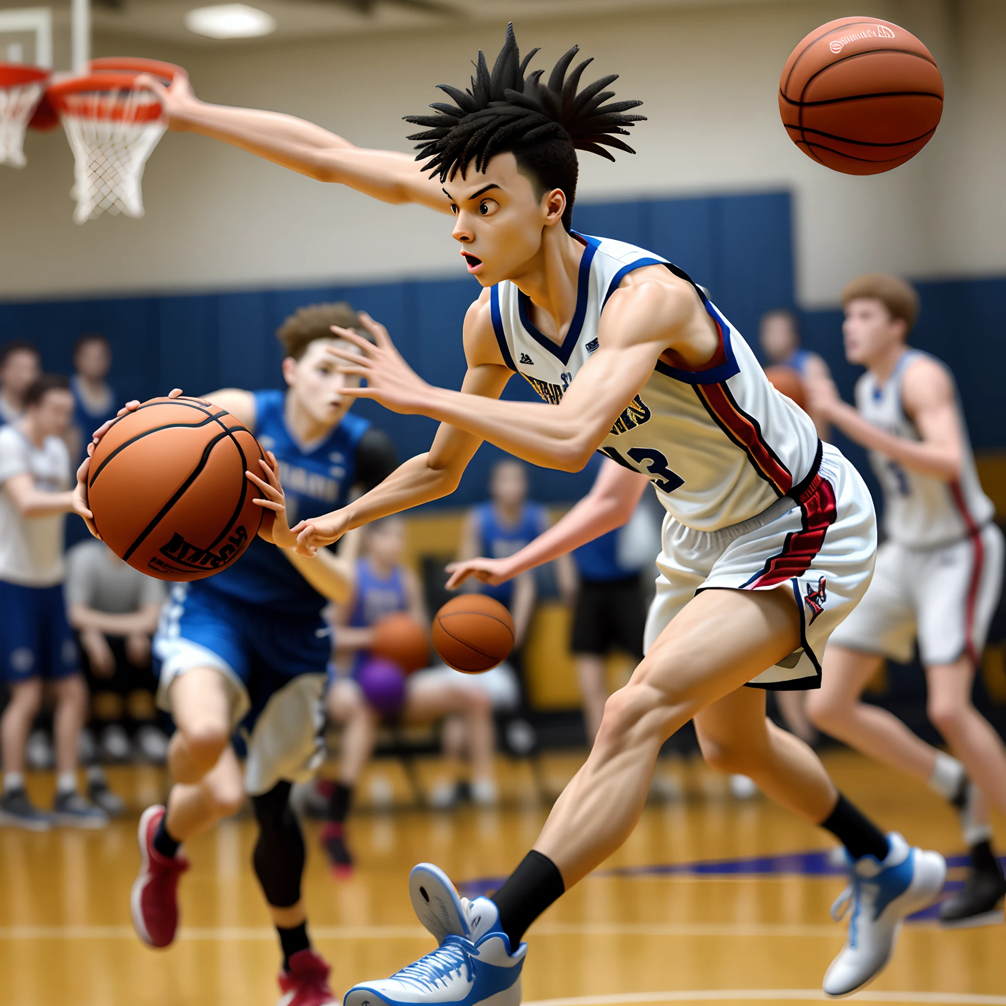 Chicken playing basketball
