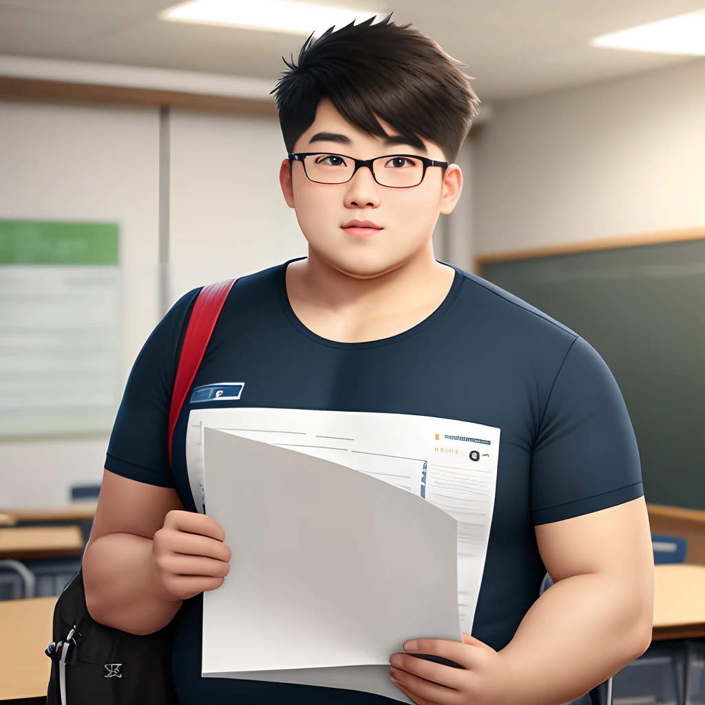 Good-looking fat student male