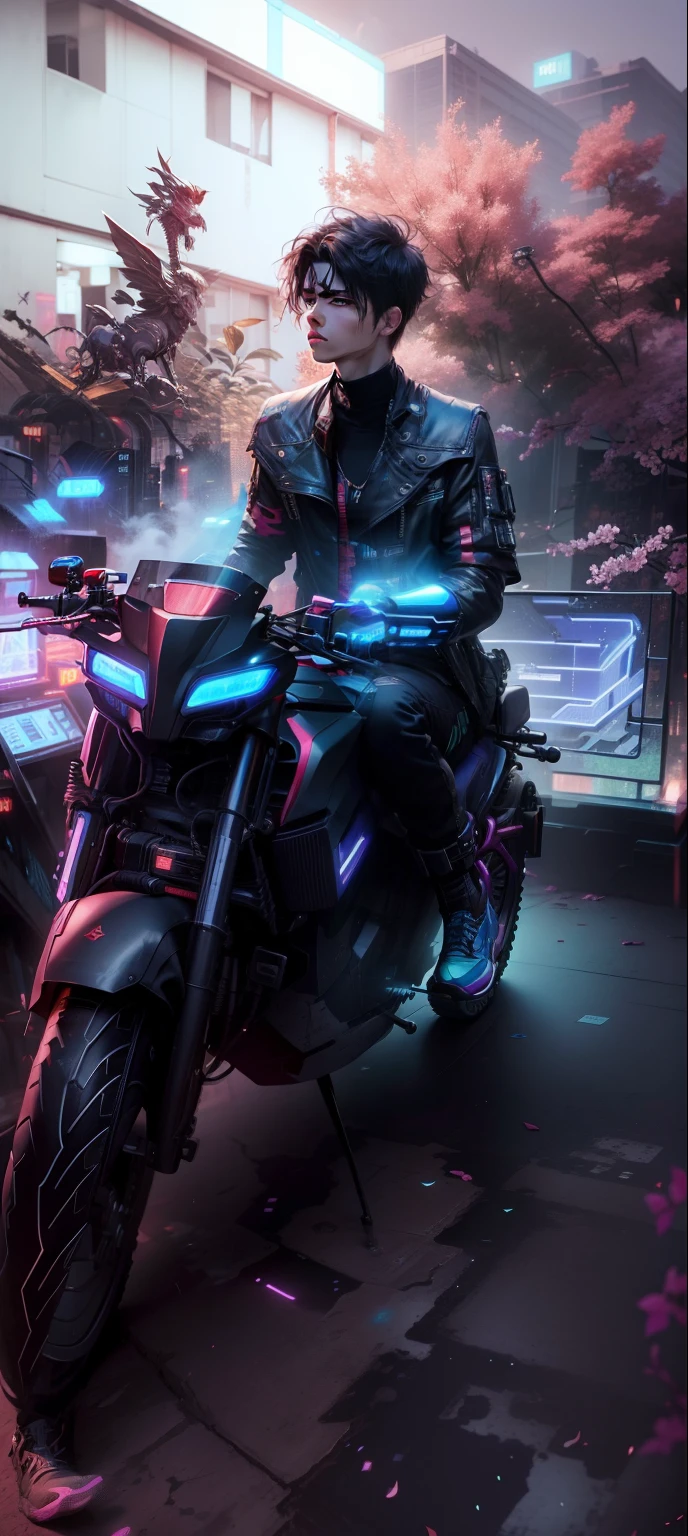 Change background cyberpunk handsome
boy realite lace, th, ultra reali