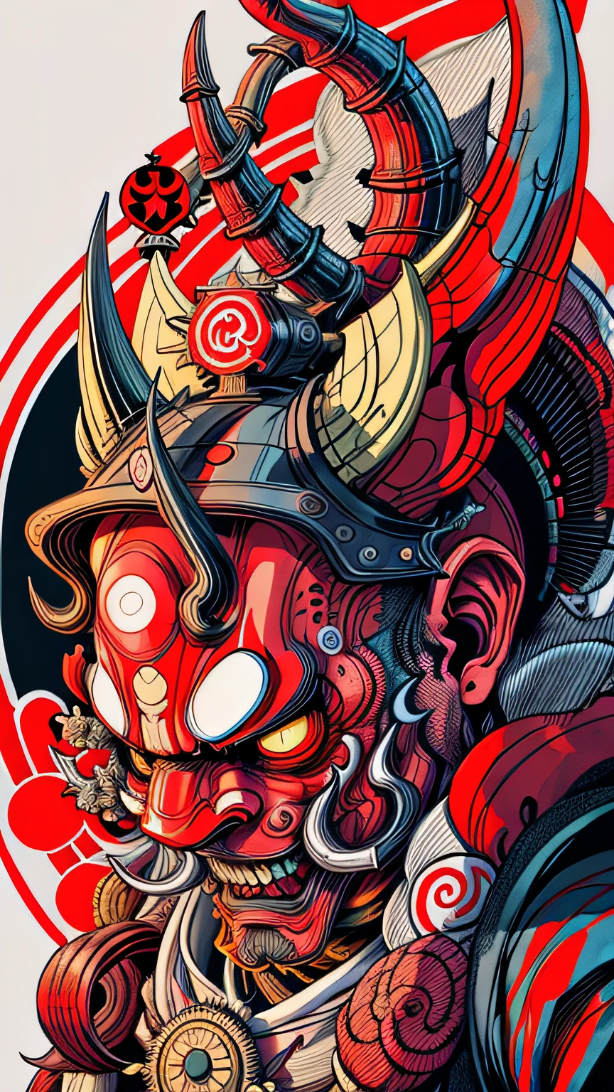 Portrait mask, illustrator, masterpiece, high quality, 8k, high resolution, high detail, japan, (Prawaka: 1.2), horror, evil, smile, front, close-up, looking at the viewer