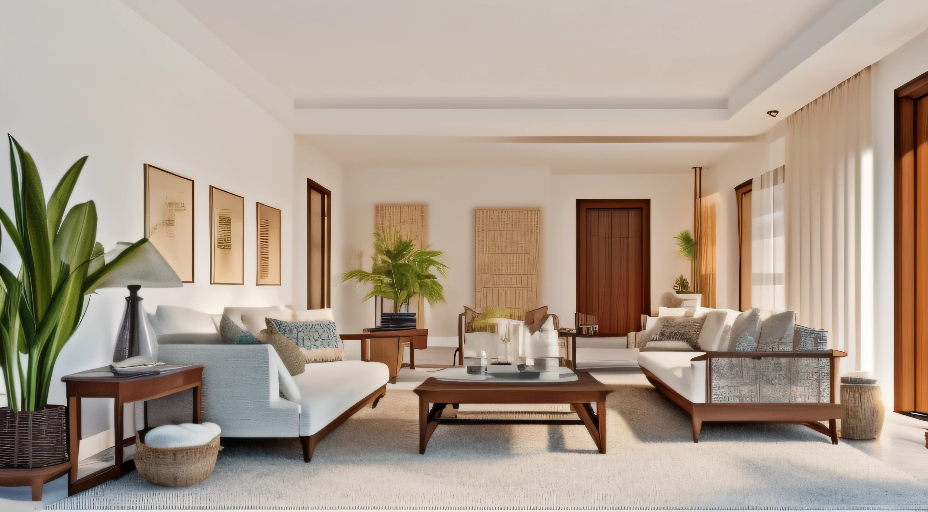 Create an AI image capturing the essence of a tranquil Japandi living room, featuring clean lines, neutral tones, and natural materials in perfect harmony.