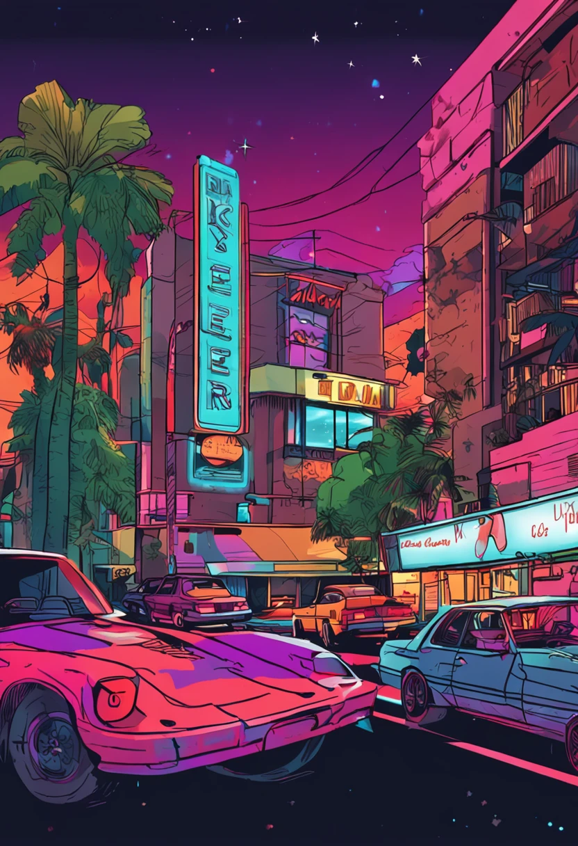 80s idyllic night view