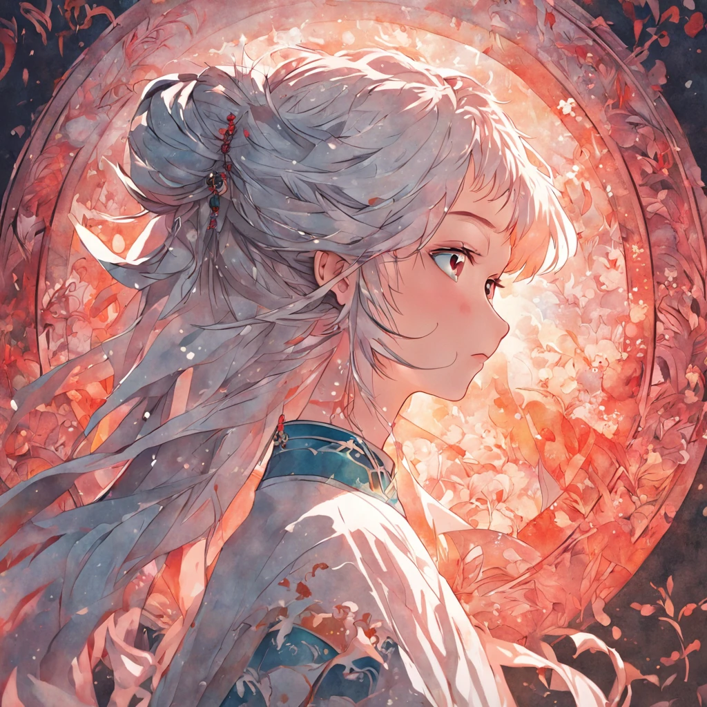 (White background:1.4),(Silhouette of a girl's head, Eyes closed, colorfull long hair, Oriental elements),(Chinese illustration:1.3,paper art:1.3, Quilted paper art:1.2),( reasonable design, Clear lines, High sharpness,Best quality, Very detailed, Masterpiece, movie light effect, 4K )