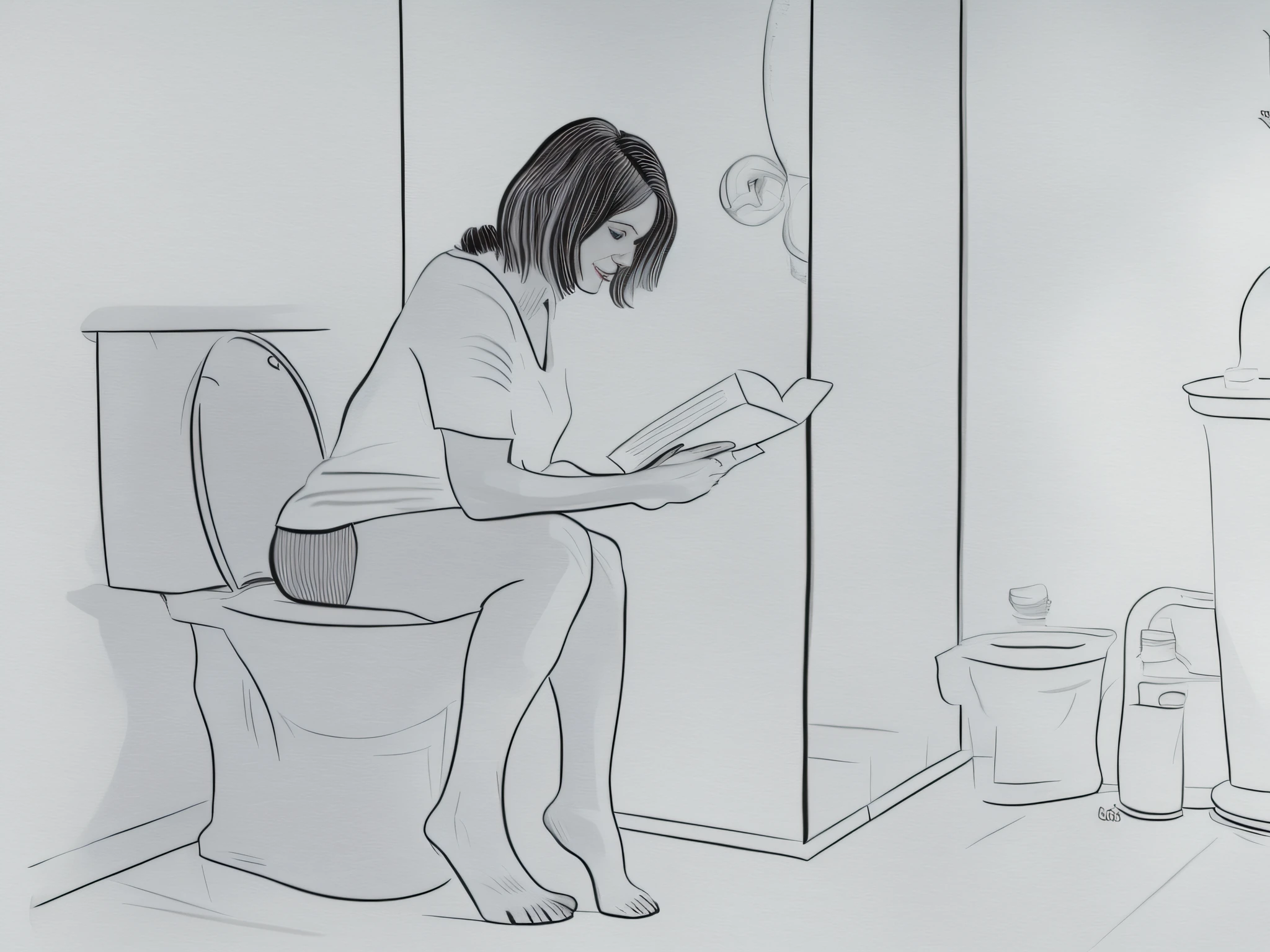 Allison Tolman, line art style, niveaux de gris, dessin au crayon seulement