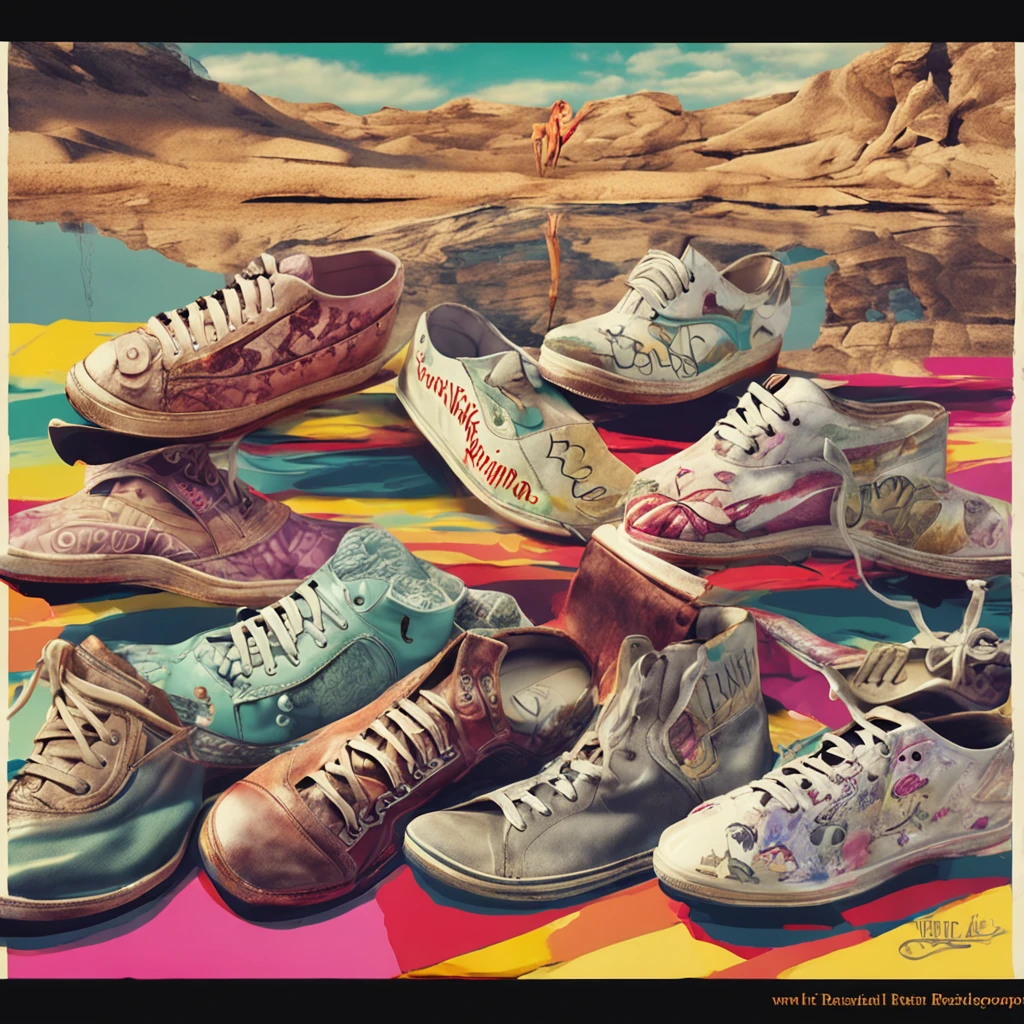 Best quality, Masterpiece, 超高分辨率, (photograph realistic:1.4), surrealism, Dream-like,fusionart, religion,abstracted,Shoes are the main object