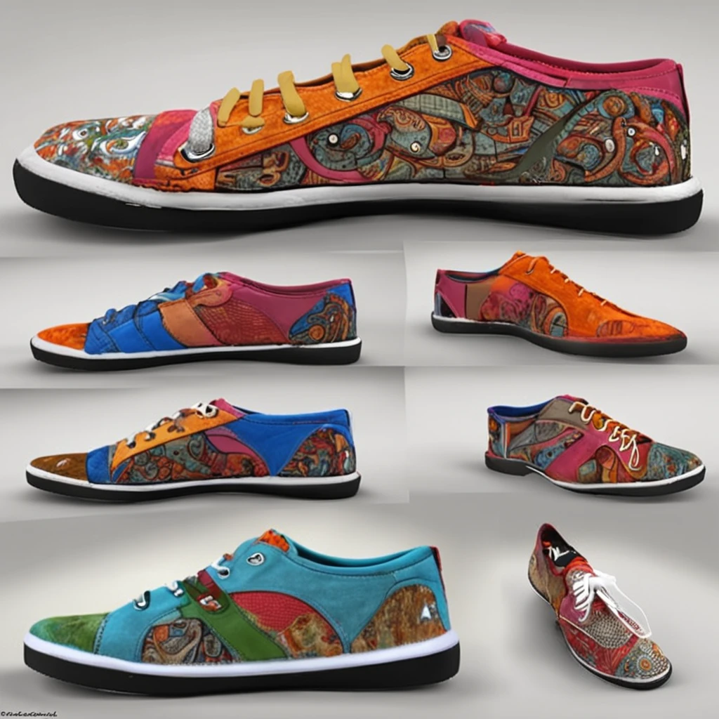 Best quality, Masterpiece, 超高分辨率, (photograph realistic:1.4), surrealism, Dream-like,fusionart, religion,abstracted,Shoes are the main object