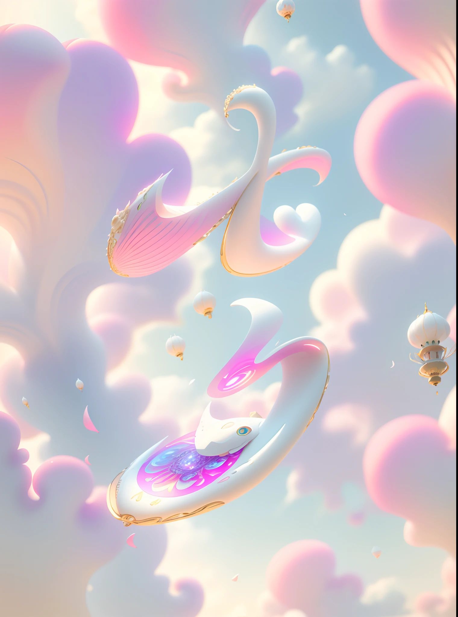 Type art,closeup cleavage,(IvoryGoldAI ),hisui,Milk jelly,fluorescent transparent,独奏,The rainbow shines,crystal,Diamond gloss,(Pale color background:1.5),Bokeh,depth of fields,((In pink:1.1)Background with),(Explosive dust:1.1),Fantasy scenes,(Pink clouds:1.1),(Pink soot:1.1),(clean and bright background:1.1),In pink,gradient sky,Fluttering pink petals,Maximalism,French romance,romanticism lain,(high high quality:1.1),(tmasterpiece:1.1),Wallpapers,8K,Hyper-detailing,(Hyper-detailing),afofuturism,(3D animated futuristic fantasy scene:1.2),C4D,blender