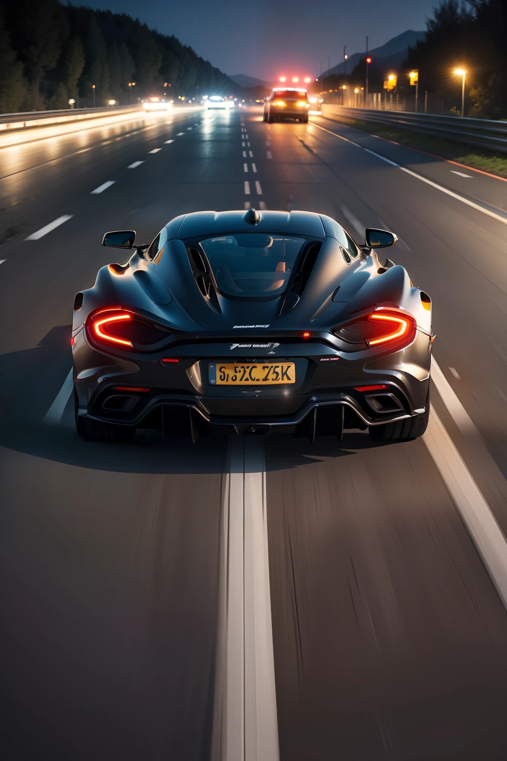Black McLaren,Speeding at high speed at night,Cool,hyper HD,4k,Cinematic level