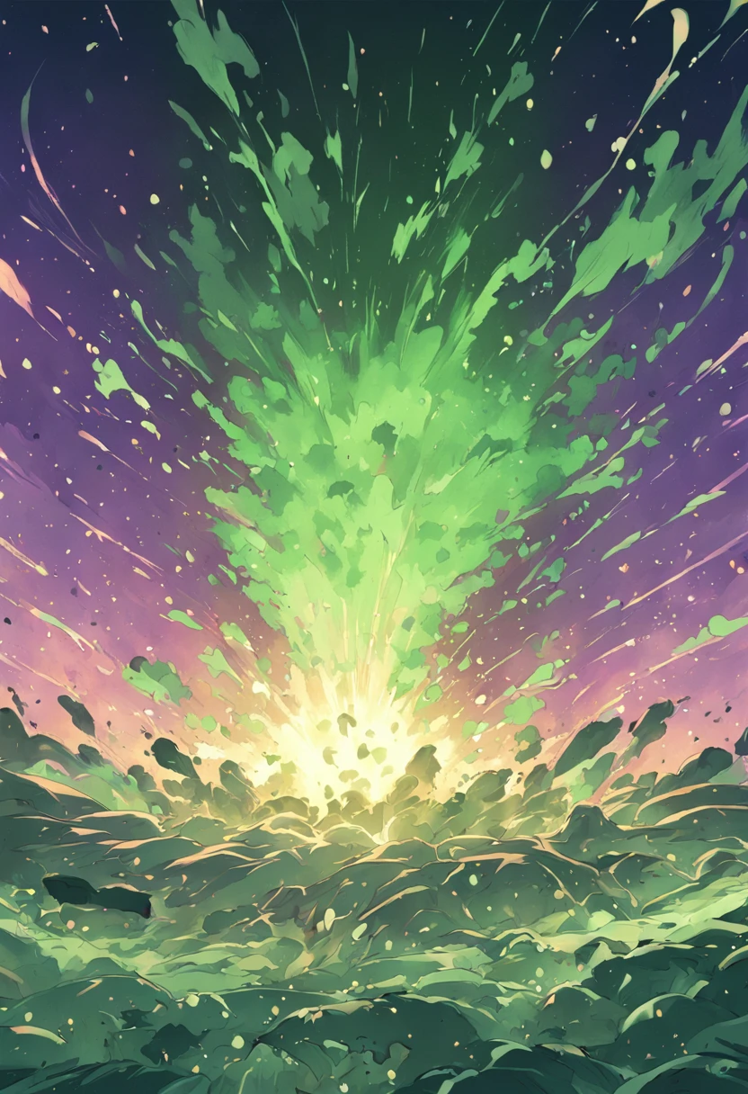 Dust explosion Green and purple dust