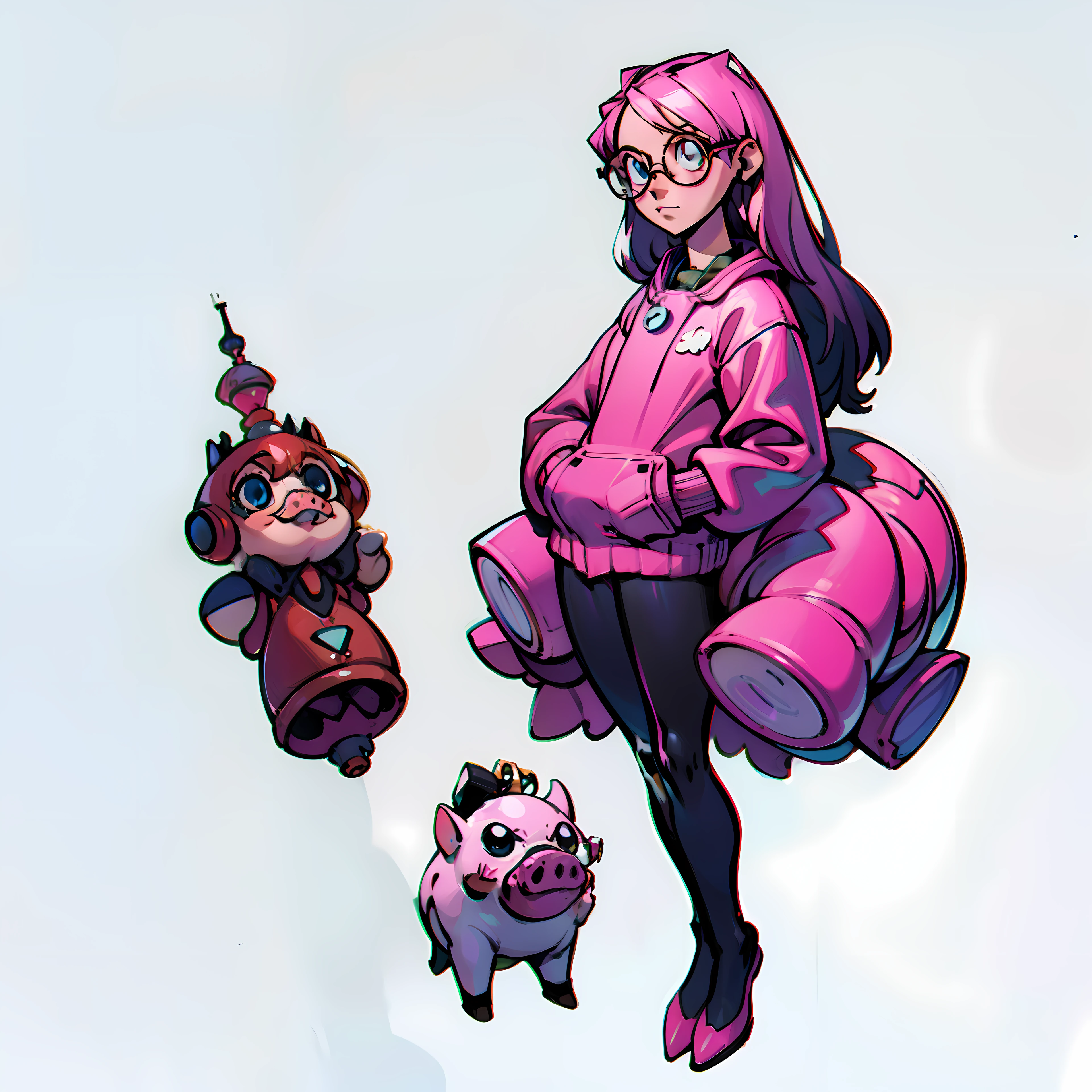 masutepiece, Best Quality, Full body shot, No background, White background
, banker, Female, game, Glasses, ((No background)), ((White background)), Long hair, piggy bank