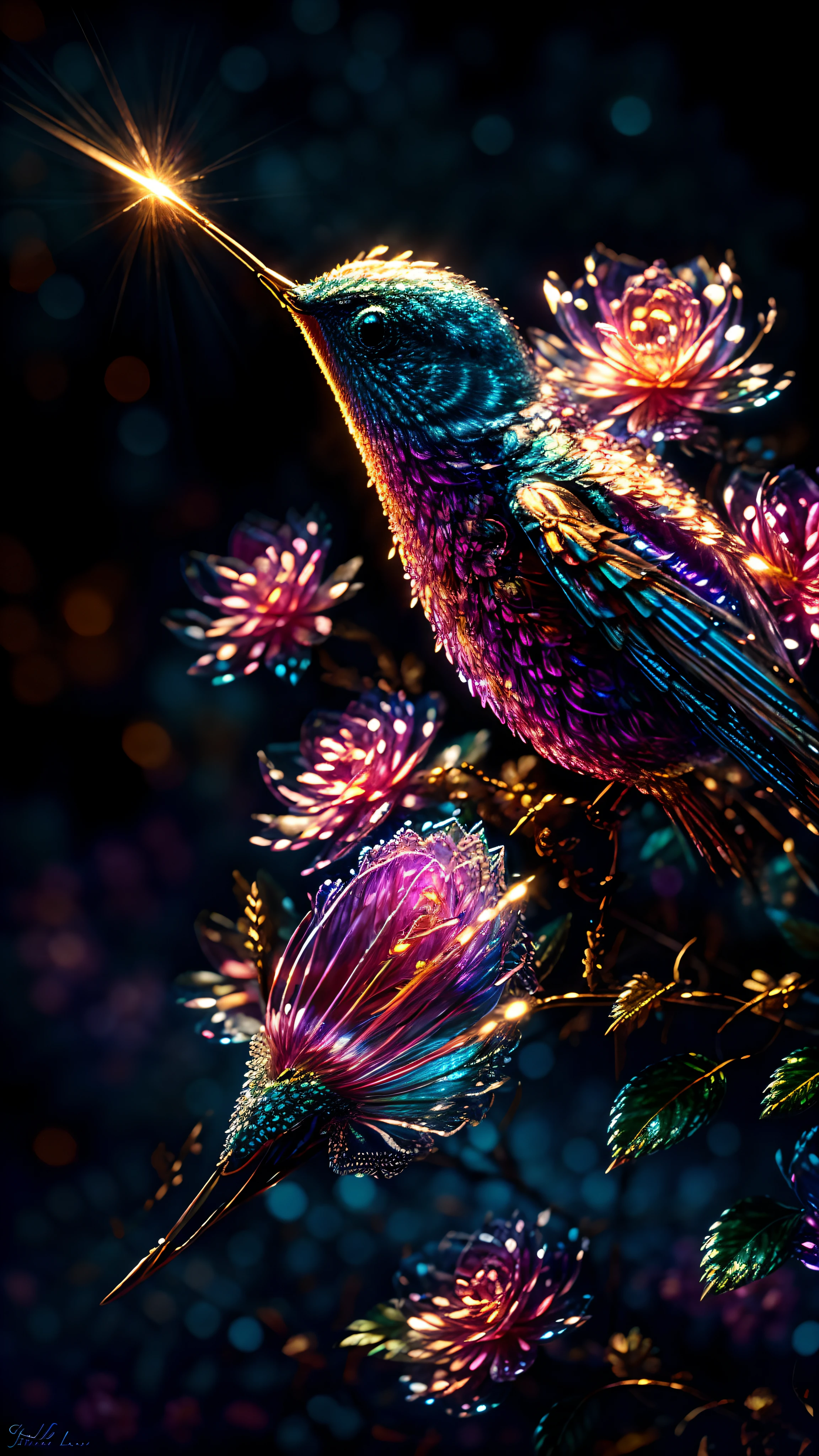 branch of delicate lilac flowers, super transparent, holy light, beautiful spectral light, petals glow, flashing, dark background, drops of transparent light, reflective light, bright, light streaming in, optics, portrait profile, sharp focus, magical, intricate, ultra realistic, fantasy, composition, light, trend on artstation, pearl, patronus cloud of silvery vapor, corrosive enveloping ray family, 8k, ureal ar 23v4 uplight
