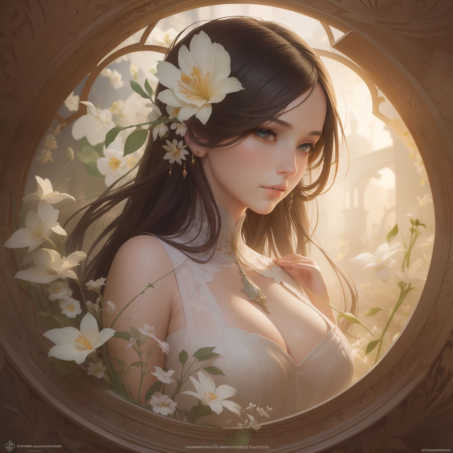 18th century Portuguese ceramic tile art, Draw beautiful flowers, Convoluted, Elegant, Highly detailed, Concept art, Smooth, Sharp Focus, art by artgerm and greg rutkowski and alphonse mucha