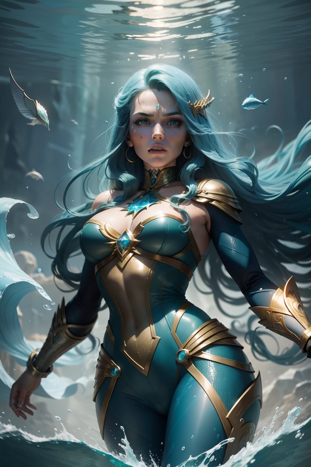 Mera is a DC Comics character known as the Queen of Xebel and wife of Aquaman. She is an Atlantean with the ability to manipulate water, allowing her to create aquatic constructs and control sea currents. Her personality is marked by her determination and loyalty to Aquaman and his people. Mera is often involved in events in DC's aquatic universe, fighting alongside her husband to protect Atlantis and the seas. Her story spans from seeking justice to ruling Xebel, bringing depth to DC's undersea mythology.