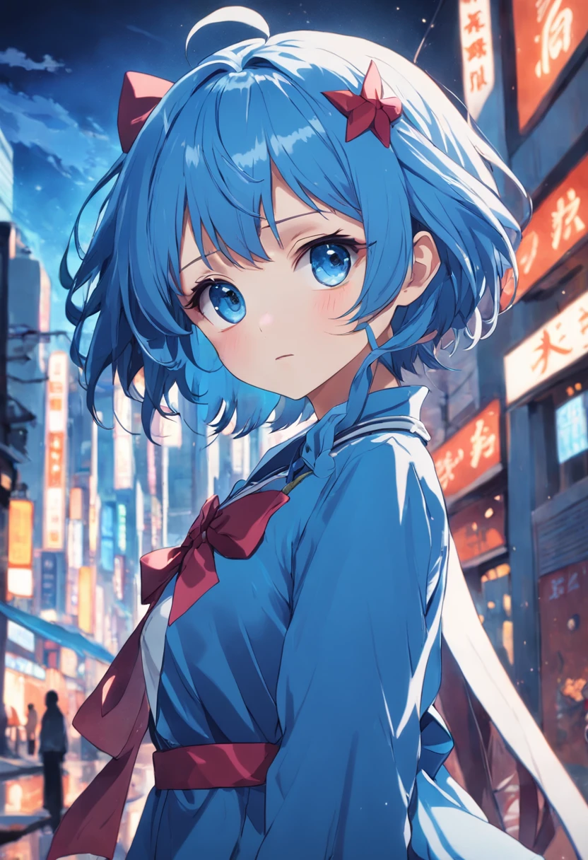 Blue-haired、blue eyes、short-hair、Zito-order、Katyusha、bow ribbon、