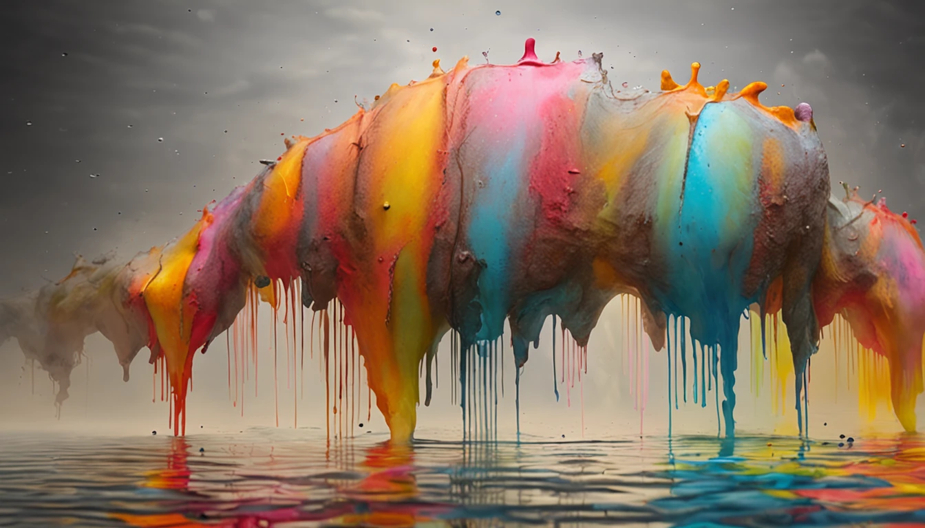 Fantasy monkey with gradient color,Fishing for the moon in the water, Ultra-realistic photos, 8K reflections,4k image, Award-winning image, Excellent ray tracing,