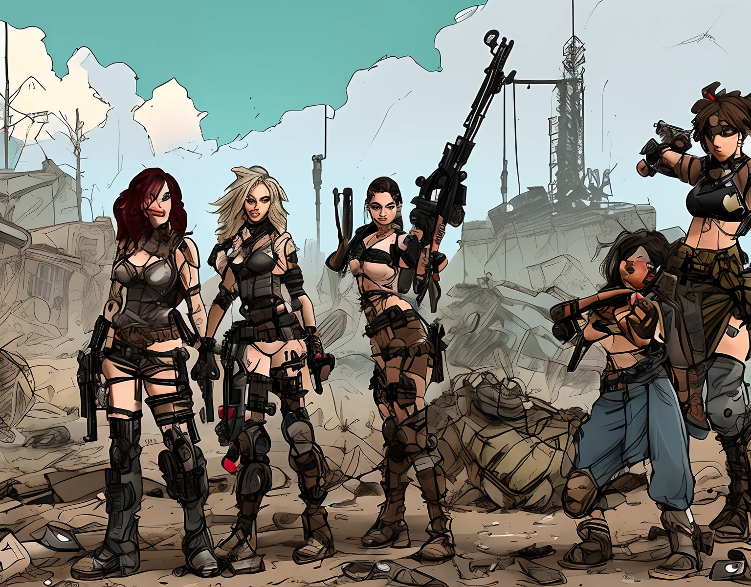 mulheres milfs segurando armas, In a post-apocalyptic setting, in a post-apocalyptic wasteland, protagonistas femininas, post - apocalyptic cowgirl, Post apocalyptic, Post - Apocalyptic style, post apocalyptic scenario, post apocalyptic