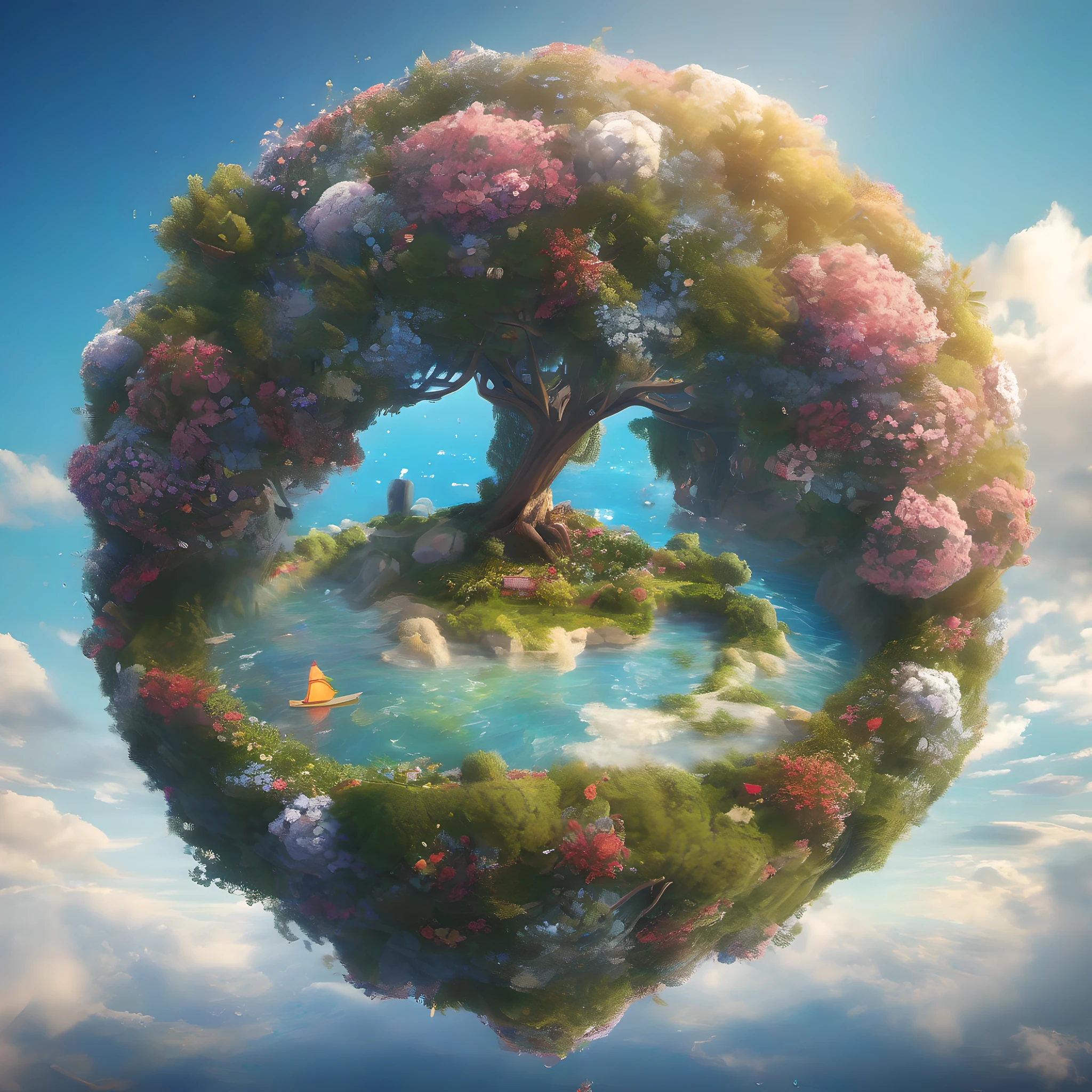 ccurate, best quality, masterpiece, UHD, high details, award winning, (Amazing:2.0), (Surrealism), Conceptual art, Verism, cinematic lighting, floating island in the sky, (((beautiful flower garden))), Horizon, blue sky, paradise scenery, flowers, wind flow, (((fantasy))), frontier, (magnificent space), blurry foreground, bokeh, Hasselblad, lens flare, beautiful school girl, (17 yr old), ((((full body)))), from behind, she moving, without looking at me, (((wearing school uniform))), black eyes, black hair, (floating hair), ((8 life size)), detailed hairstyles, detailed bodyline, anatomically correct, cute face, ((accurately portray her)),