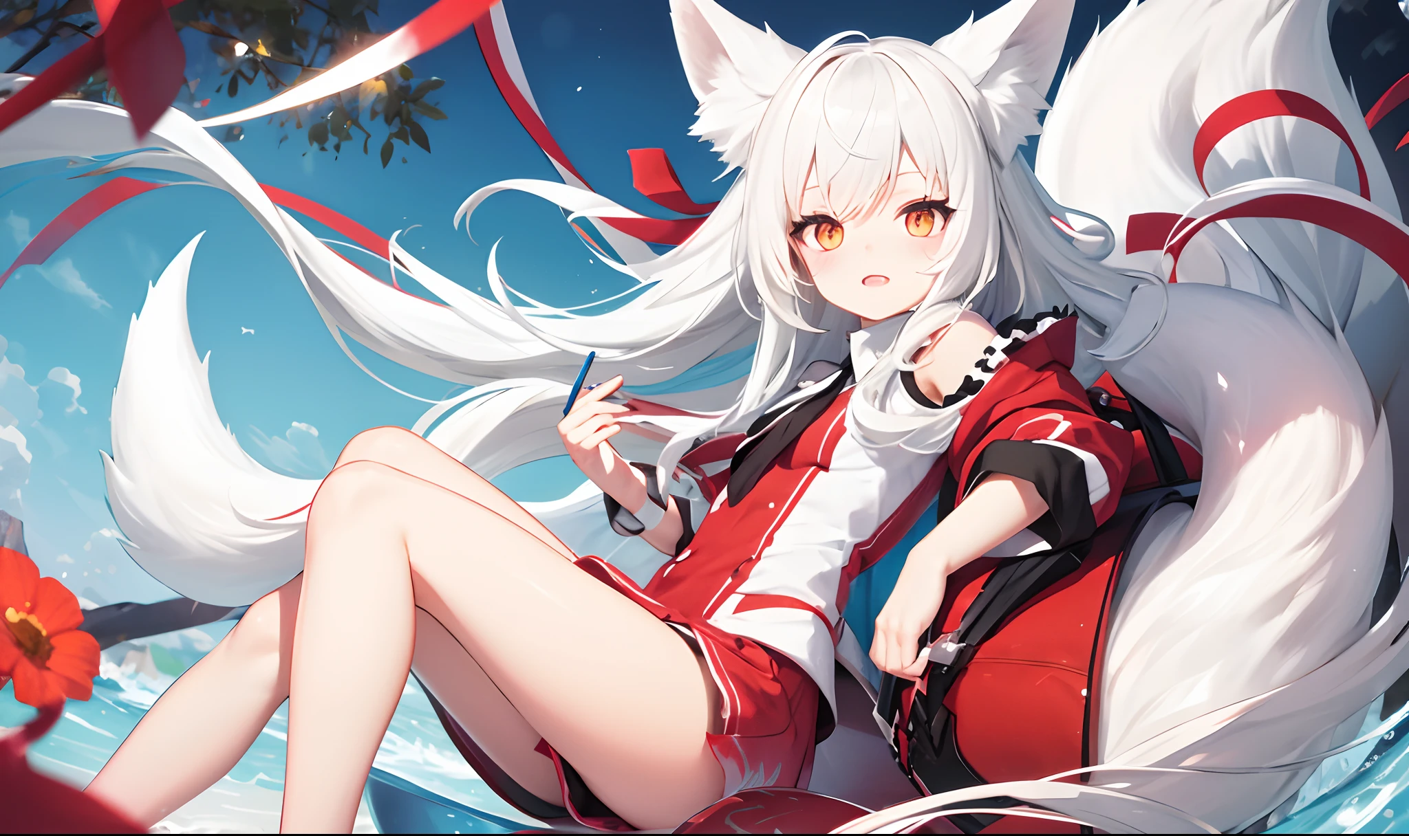 White-haired loli fox girl