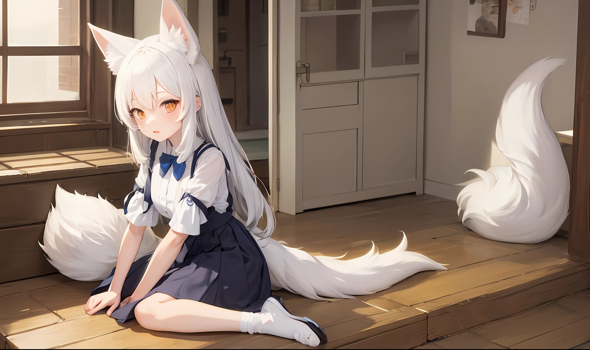 White-haired loli fox girl