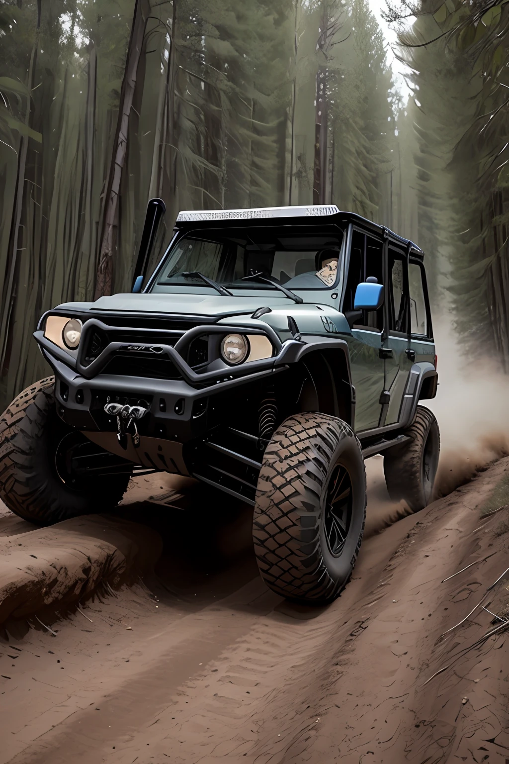 Woman driving an off-road vehicle,Muscular