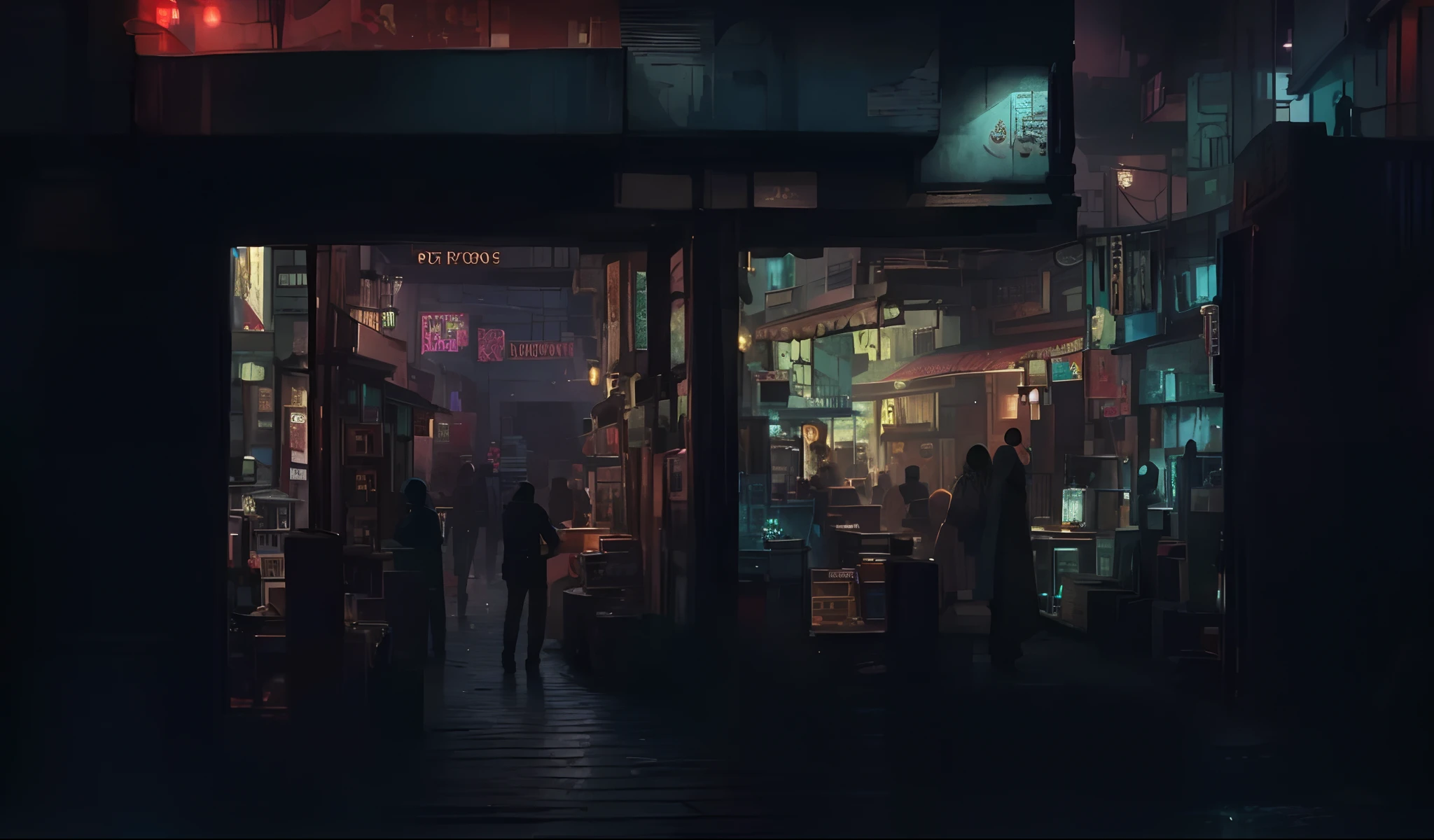 Village,bazaars,cyber punk perssonage,There can be no one in the scene,(softlighting),,(tmasterpiece,best qualtiy:1.4,8K,Hyper-detailing,illustratio,distinct_image,Intricate_Details,Exquisite illustrations),(Realistis:0.15),