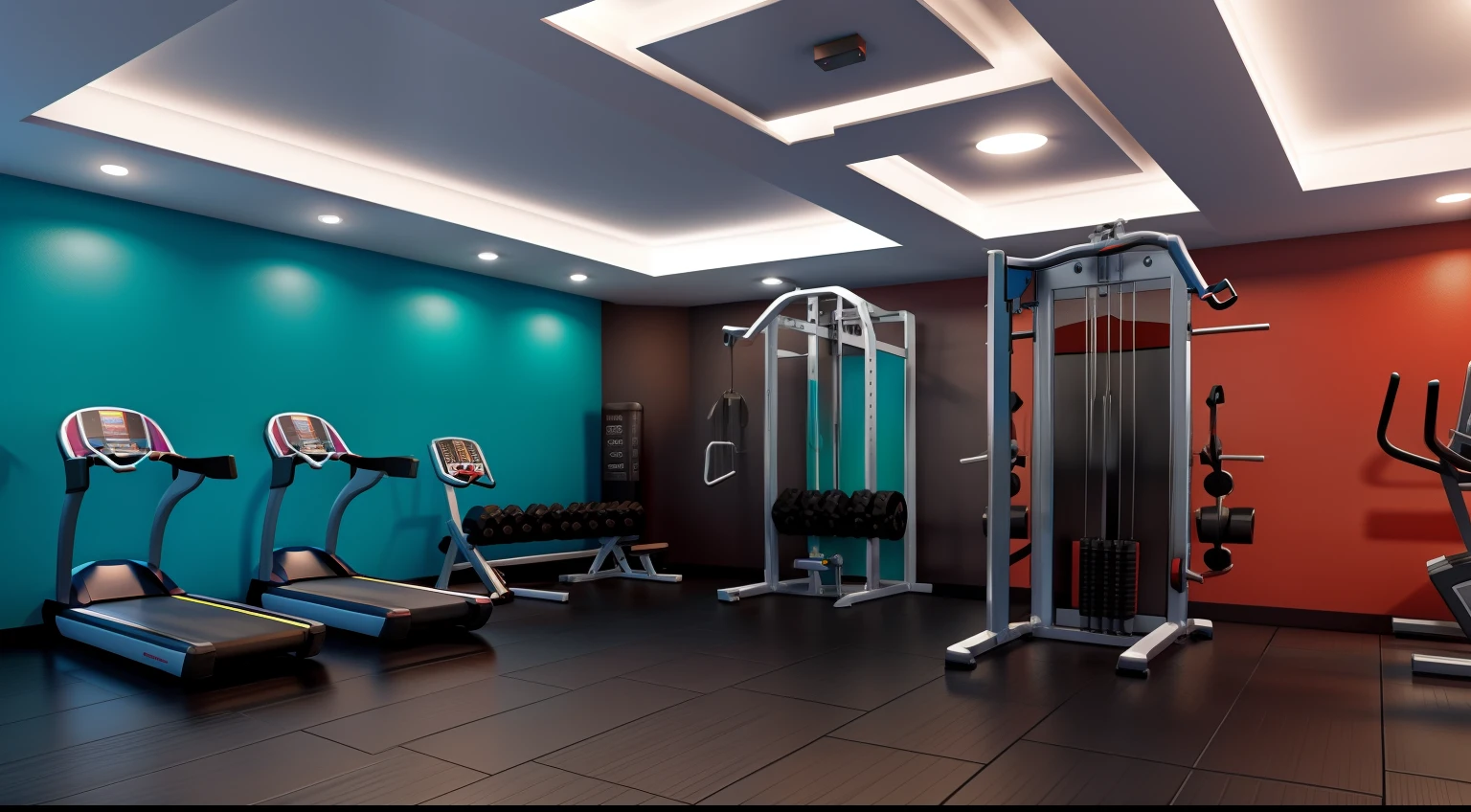 gym, vibrant colors, 3D render