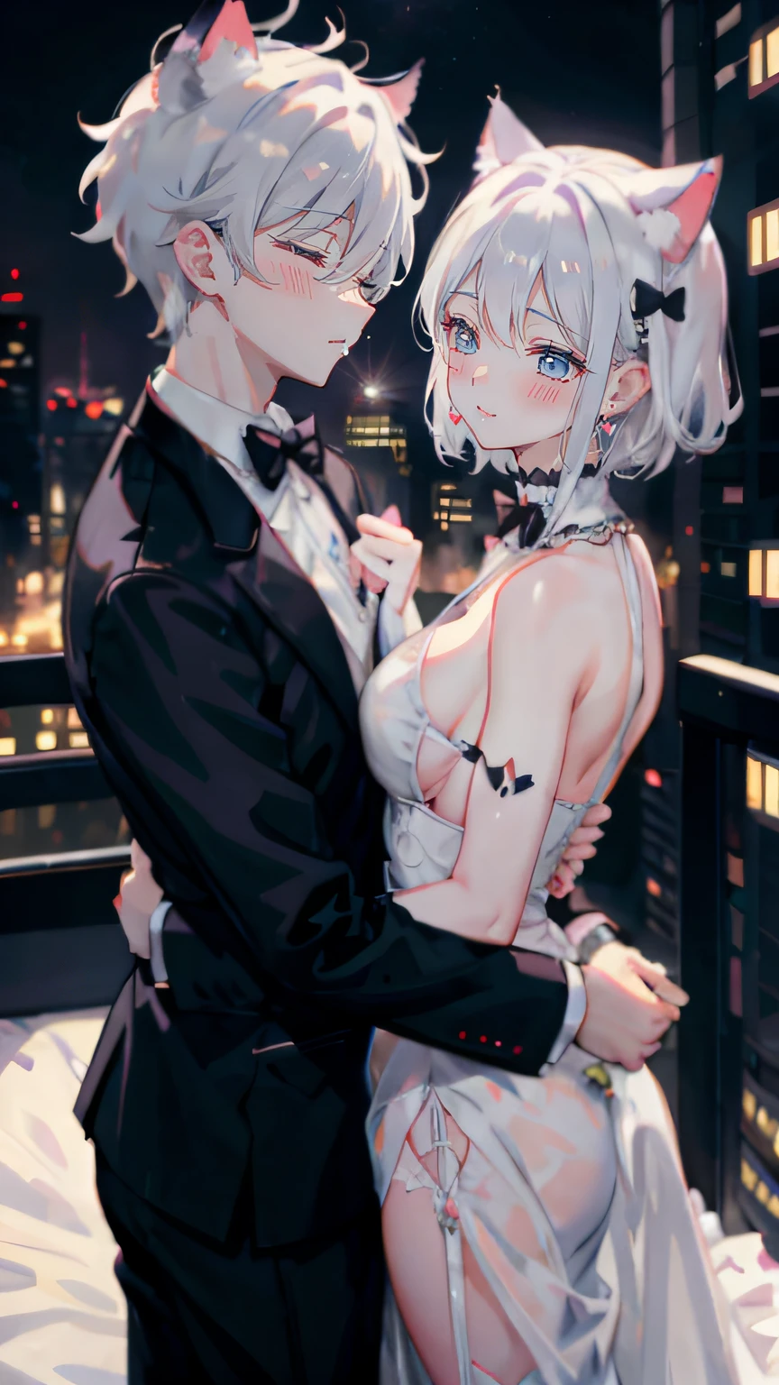(both two closing the eyes),(both two kissing),😘,(blush),(floating heart:1.1)
