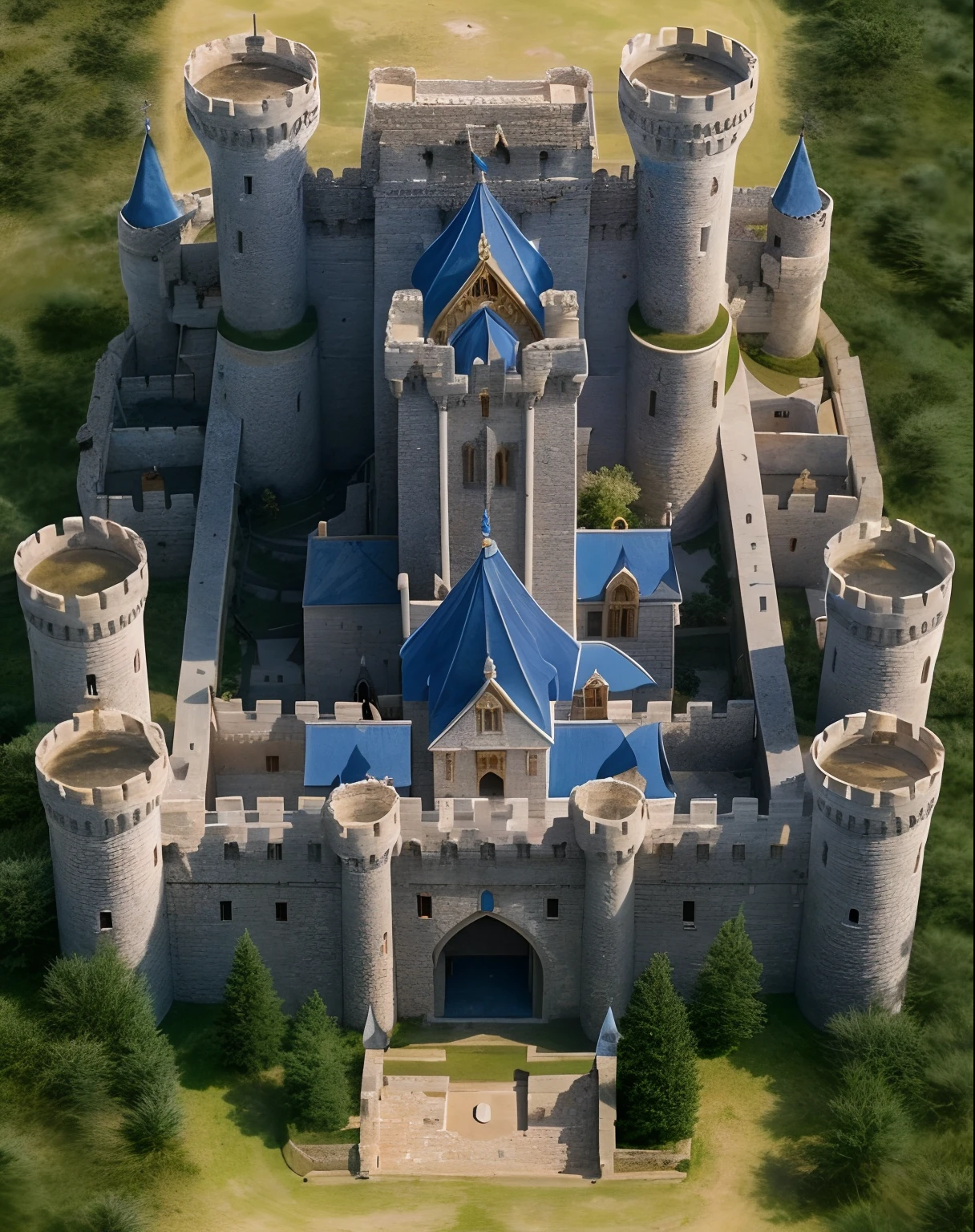 Alafard Castle with blue roof and blue roof, Beautiful castle, Epic Castle, high fantasy castle, epic castle with tall spires, castle setting, huge castle, a medieval castle, a medieval castle, Fantasy castle, Castle, very detailed medieval, futuristic castle, located in a castle, fortress mega structure city, A medieval, castle in the middle