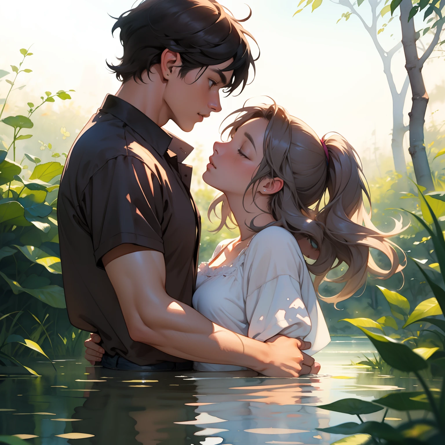 (watercolor), The Boy and The Girl, Summer of '69, soft focus,