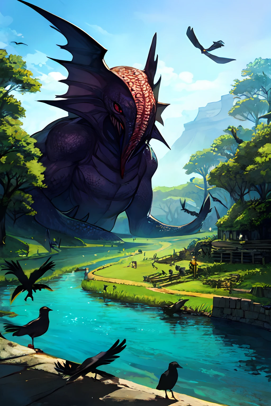 Cthulhu,Monster,Fish,tentaculata,Dark forest,Recife,Small rivers,(Flocks of crows:1.25),(Thick black smoke:.125)