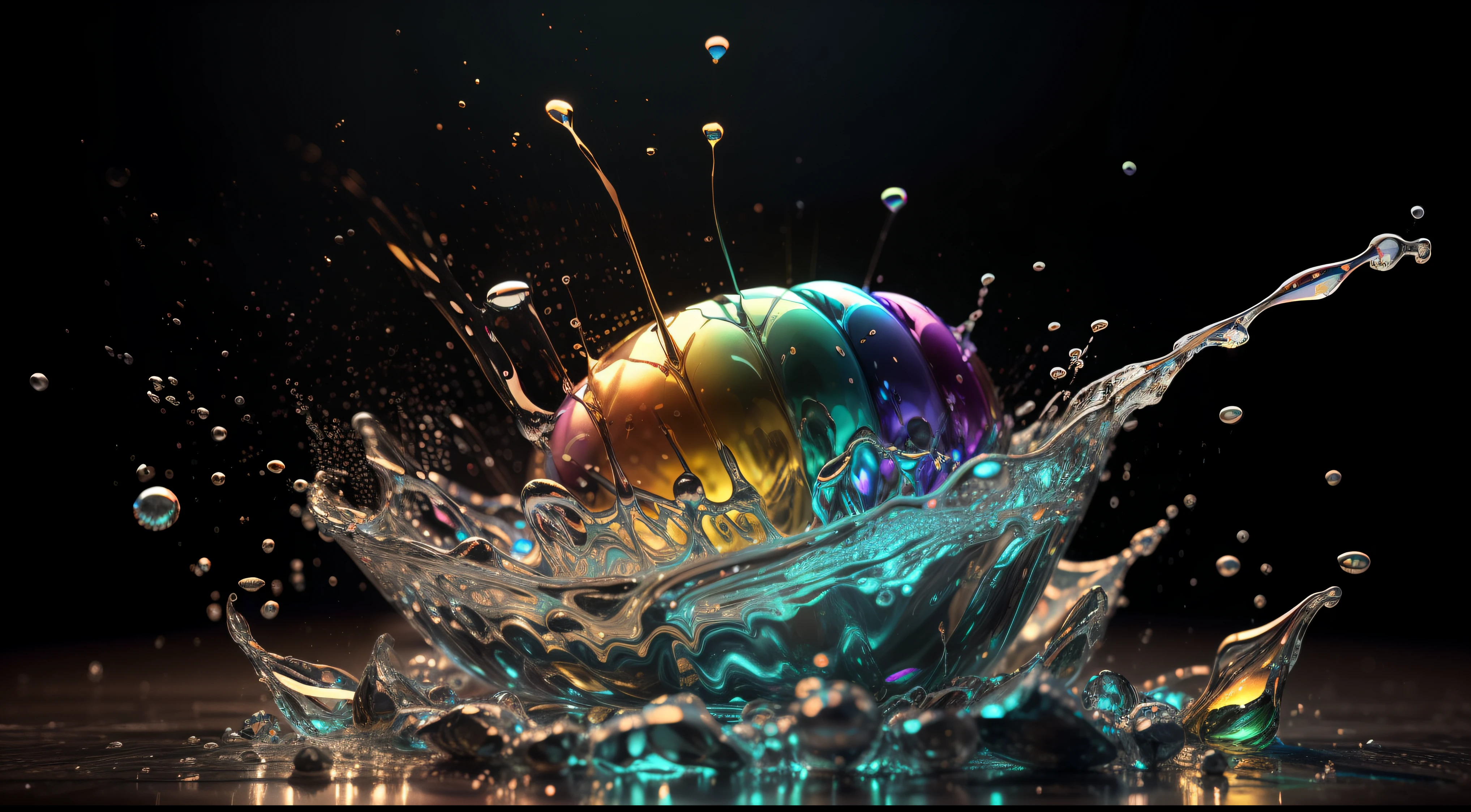 (Arte de Alberto Severo, con salpicaduras y gotas congeladas multicolores , tornado de gotas multicolores, brillos tornasolados) (( fotografia digital del mecanismo interior de un reloj mecanico a cuerda, engranajes, Balancines, ruedas dentadas, antiguo )), digital photography ,cinematic lighting gran acercamiento ,Trabajo hiperrealista, efectos 3D, Ultra HD, obra de arte magistral ,16k Arte digital 4K altamente detallado, Pintura digital intrincada, Arte digital detallado 4K,Esta cautivadora pantalla, skillfully crafted with the animation capabilities of Cinema 4D, Bring liquid droplets to life in a symphony of textures and colors. The final composition, Enriched with gamma correction and tone mapping techniques, reflects the unique artistic styles of Alberto Severo