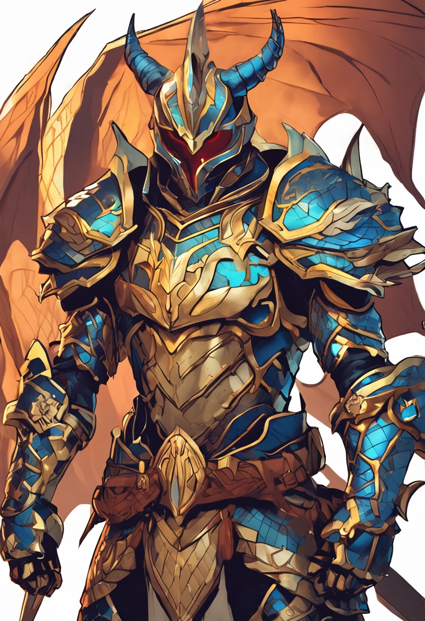 Valiant Dragon Knight,shinning armor,Golden eye,tiny ears,Boy role-playing,Long tail,Tattoos all over the body,Colored scales,Favorable claws,There are lines,great proportion,full body shot shot,The background is changeable,anime big breast,illustration,a color,3D,Extremely high image quality,ultra - detailed,Ultra photo realsisim,High resolution resolution