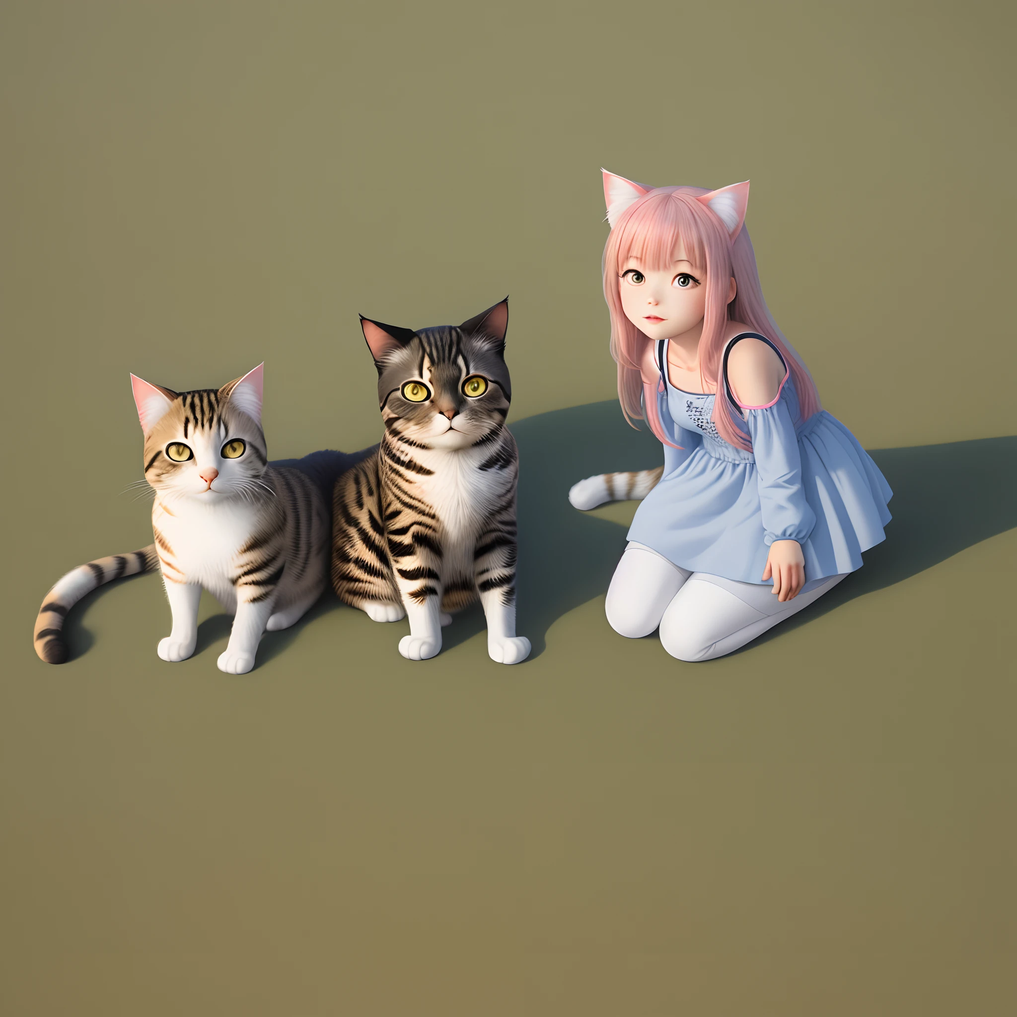 Two-dimensional flat cat girl