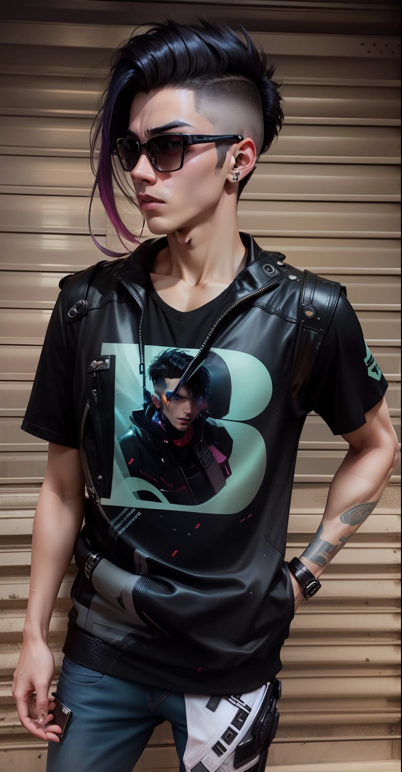 Change background cyber punk handsome boy relestik face