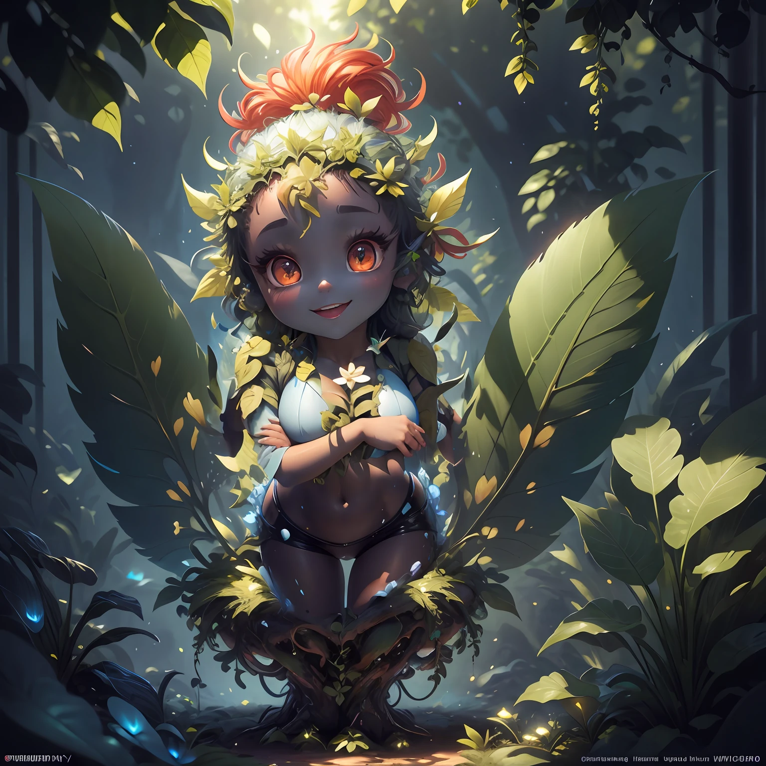 Body covered with plants