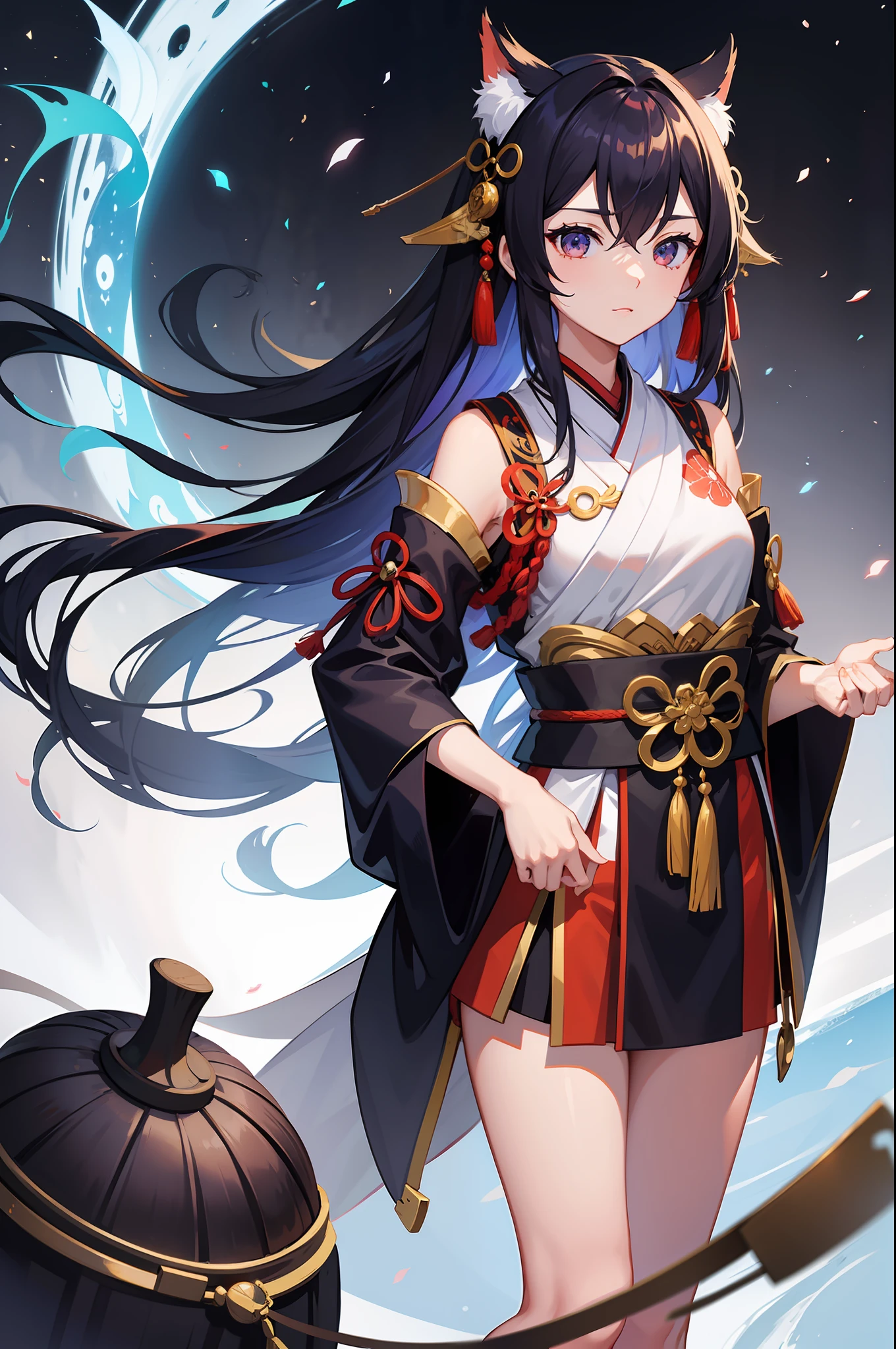 female Onmyoji, casting pose, petite, cute aura, student body shape, loose outfit