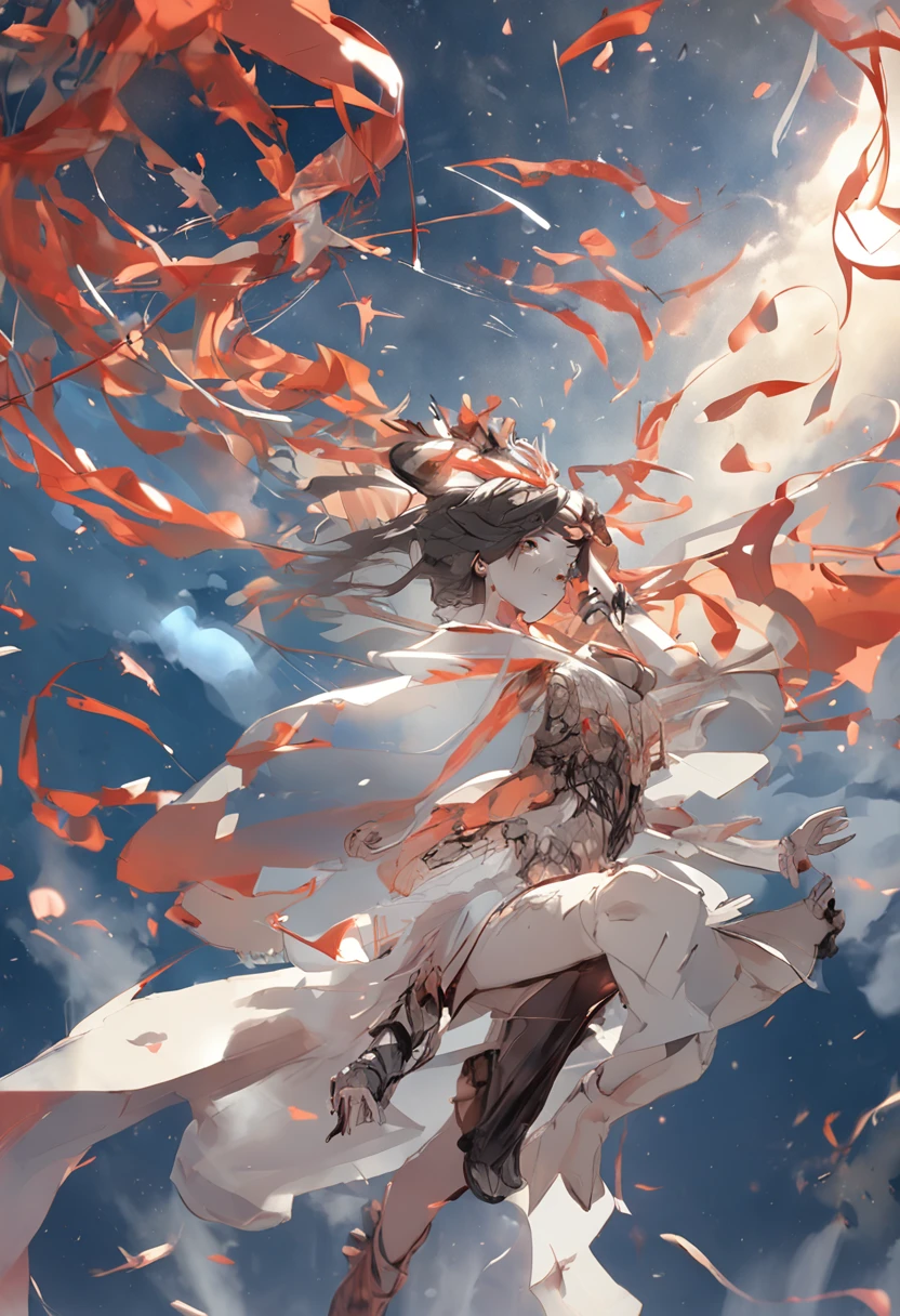 (light_Smile:1.2),Viola、mountain ranges、The dragon、Near future、ciber、sea of clouds、the morning sun、wanting、grand、(1womanl:1.2),Giant Swing、Fly over the mountains,)devastated,Shining Weapon,Dynamic Angle, Splash Art, [(Art Book: Art Book: Art Book. Art Book.:0.8)|Art by Lyubov Popova], Octane Render, Official art, Unity 8K Official Art, Unity 8k壁纸, ultra-detailliert, Beautiful and aesthetic, (Zentangle, mandalas, Tangle, Entangle), Extremely detailed, Dynamic Angle, cowboyshot, Most Beautiful Form of Chaos, Elegant, a brutalist designed, vivd colour, romanticism, by james jean, roby dwi antono, by Ross Tran, Francis Bacon, michal mraz, Adrian Ghenny, petra cortright, Gerhard Richter, Takato Yamamoto, Ashley Wood, Atmospheric, ecstasy of musical notes, streaming musical notes visible,Sun Knight,