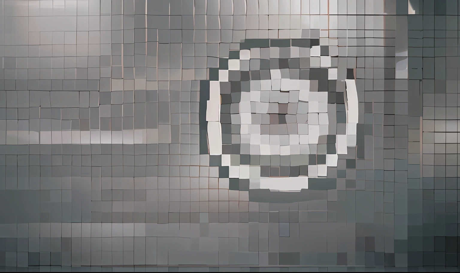 There is a photo of a steel tiled wall with a hairline arranged geometrically, pixelated, Pixel mosaic, abstract art representing data, Chrome vortex, circle forms, tiling, Monochrome mosaic, Slightly pixelated, pixelated, Pixelate, Abstract Mirror, inspired by Anna Füssli, Inspired by Andreas Gursky, Mirror Textures, mosaic