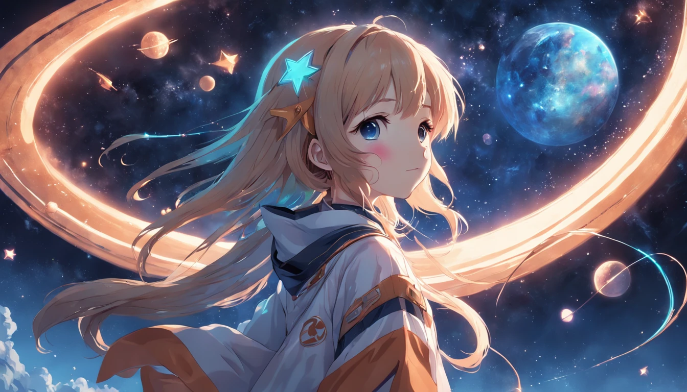 girl, cute, spaceship, stars, masterpiece, 8k, high resolution