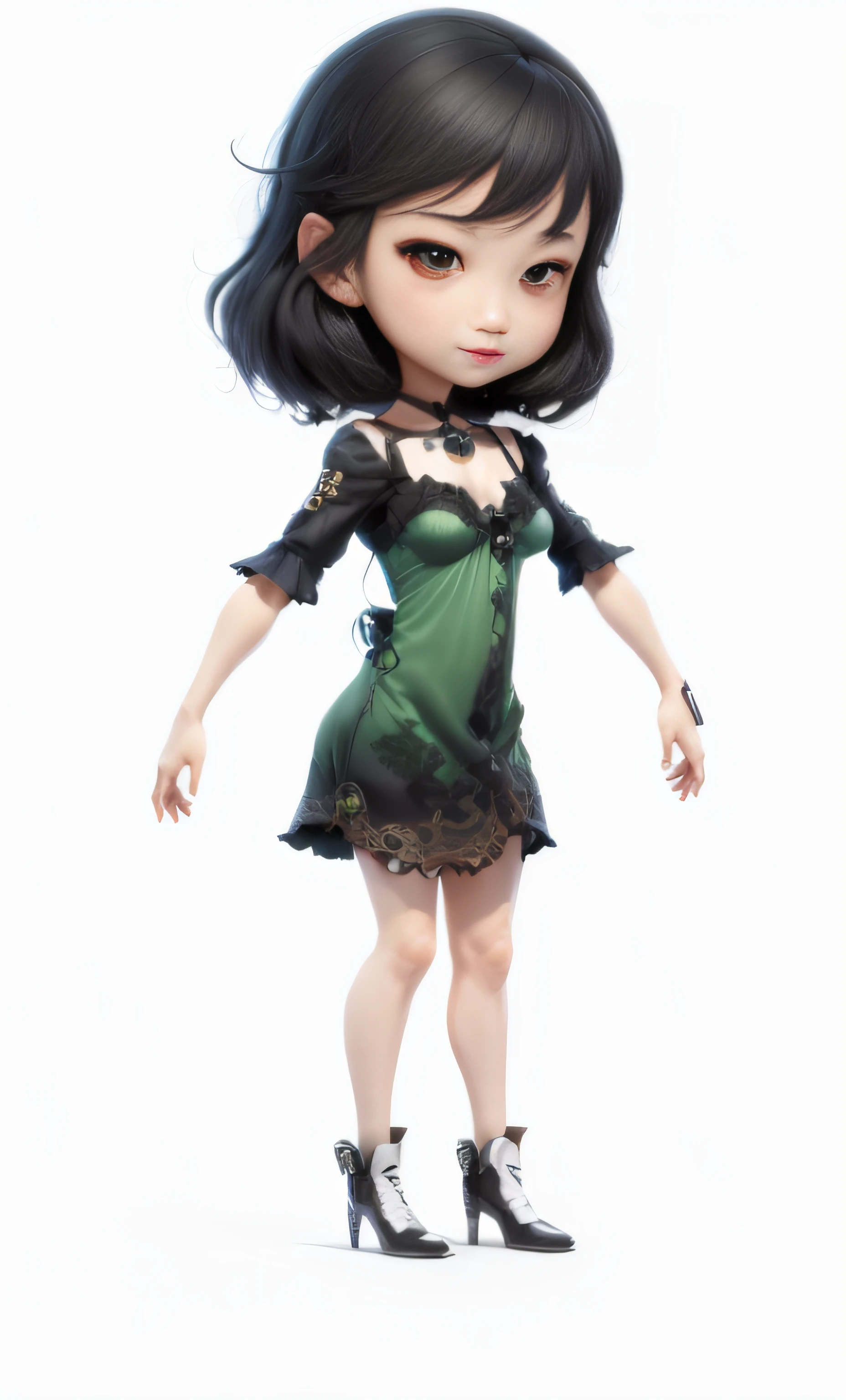 one-girl,hight contrast, shift dresses, nedium breasts , Black color hair, 动态照明