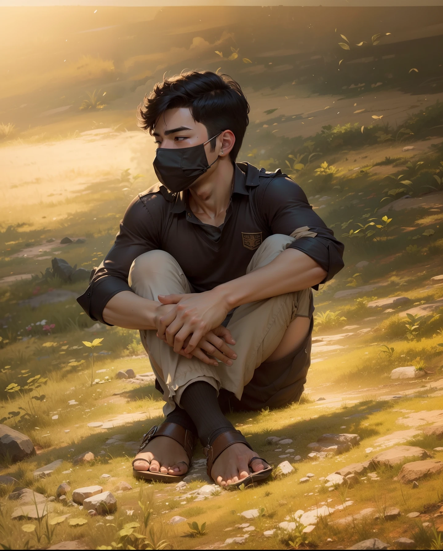 Chang background , handsome boy, extra arm,