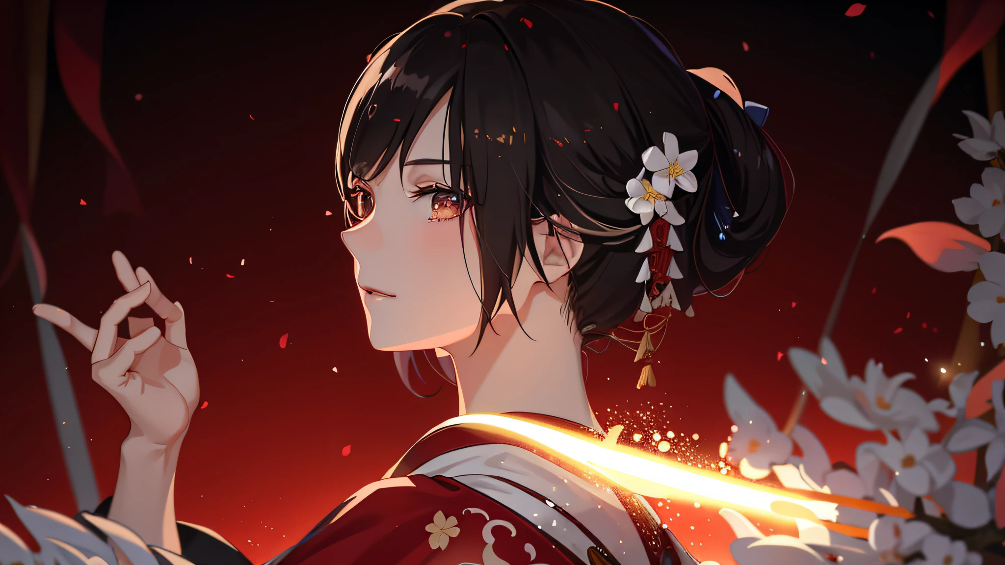 1girl, (hanfu), glowing, sidelighting, wallpaper,