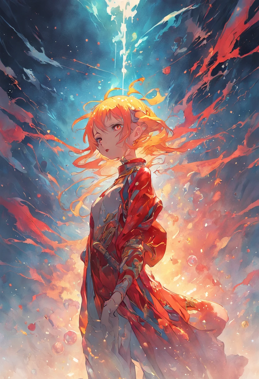 psychedelic, Horror, Bloody, Scary, Spooky, Fantasy space, Multiple planets, Fantasy Galaxy, 1girl in, full body Esbian, Portrait, Beautiful, Rainbow Light, Magical, High quality, Neat face、nice nose,Nice mouth,sea of clouds、the morning sun、Red and yellow、Splash Art、Lightning,[(Art by Android Jones:1.2)]、ultra-detailliert、Beautifully Aesthetic、​masterpiece、top-quality、ighly detailed、Most Beautiful Form of Chaos、elegent、vivd colour、barroco、Complex pattern、dynamic ungle