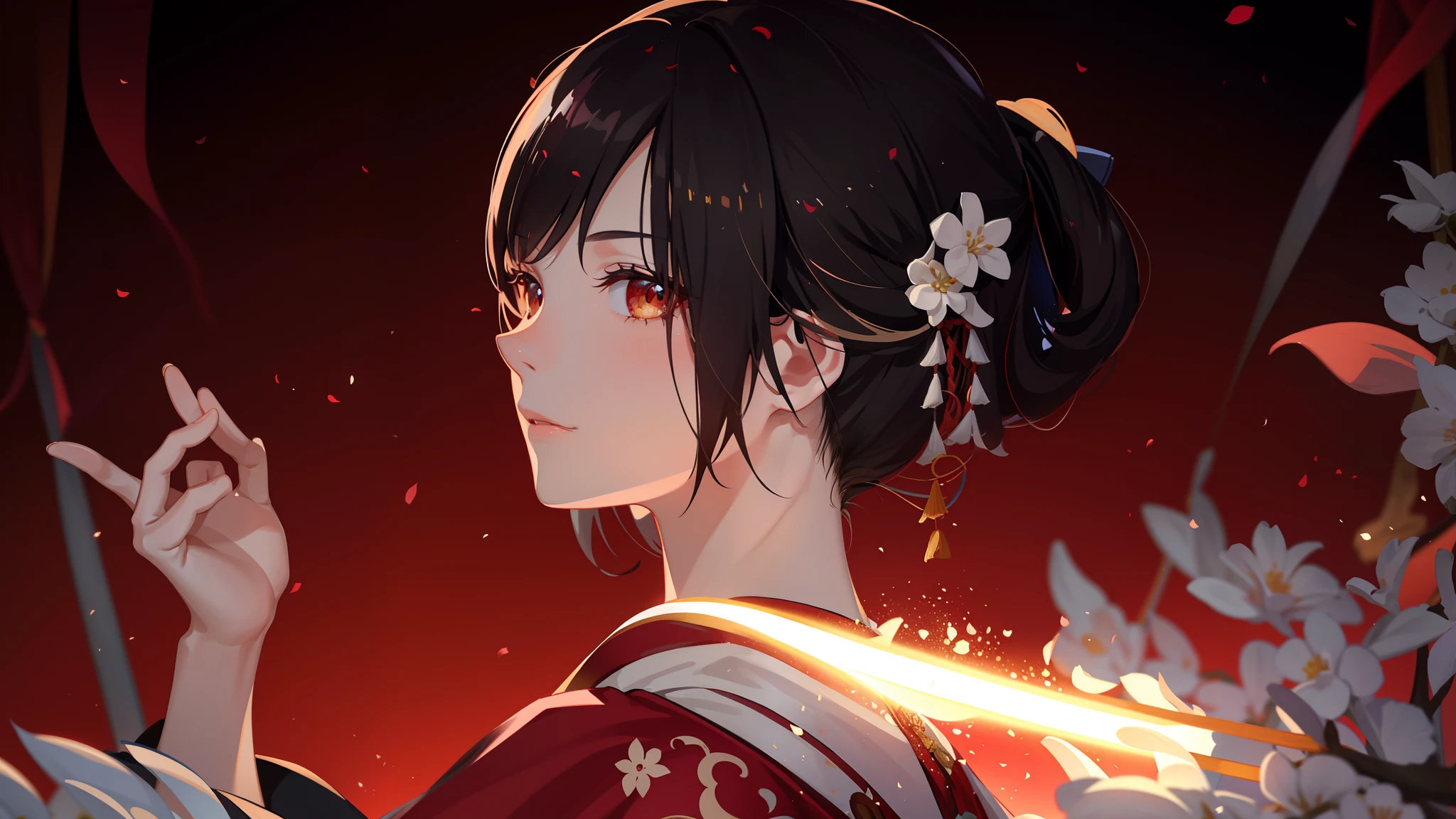 1girl, (hanfu), glowing, sidelighting, wallpaper,