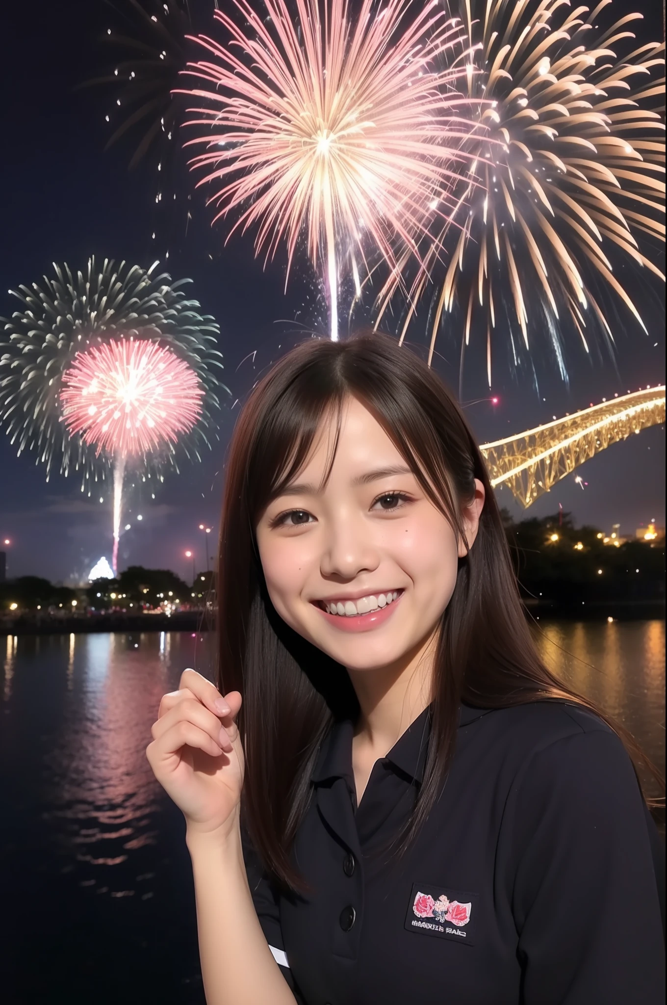 A smile、hi-school girl、校服、While doing fireworks、mare、Tokyo Skytree、cherry trees