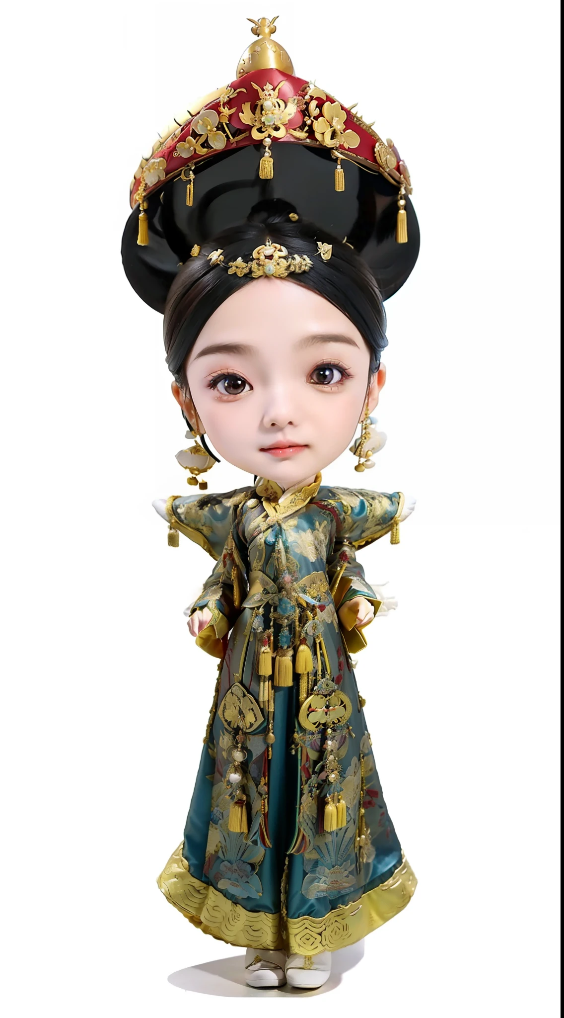 a chibi woman in a chinese dress, wearing long royal robe, chinese costume, queen of the sea mu yanling, ancient asian dynasty princess, traditional chinese clothing, with acient chinese clothes, chinese empress, wearing ancient chinese clothes, ancient chinese princess, palace ， a girl in hanfu, chinese dress, ancient chinese goddess, royal brocade dress