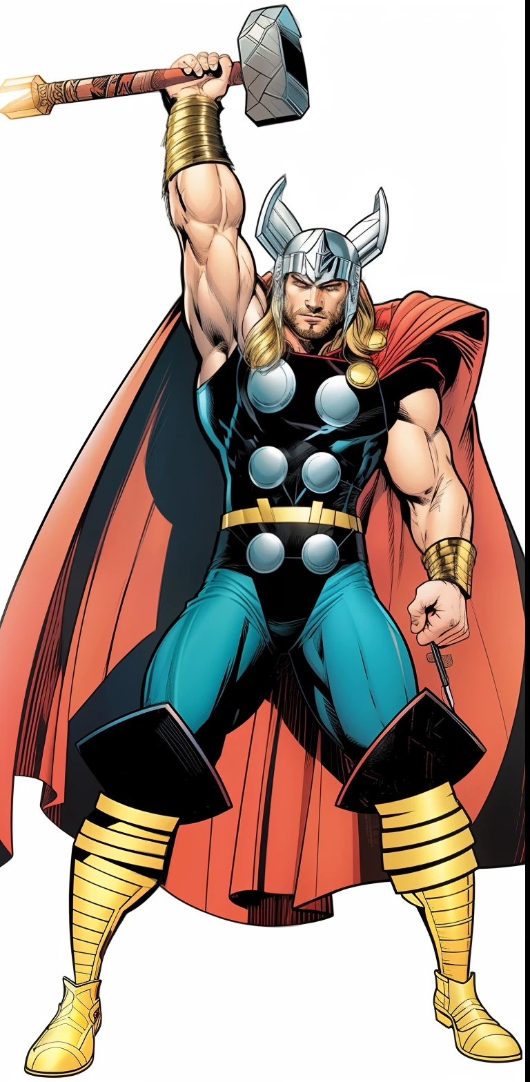 Um close up de um desenho animado de um Thor com um martelo, Asgardiano, the god of thunder, Thor Preto, god of thunder, THOR, Mjolnir, Asgard, mickey mouse is thor, Tor, da Marvel, Donald Trump como Thor, personagem de quadrinhos, segurando Mjolnir, Personagens dos quadrinhos da Marvel, Design de personagens de quadrinhos dos anos 90