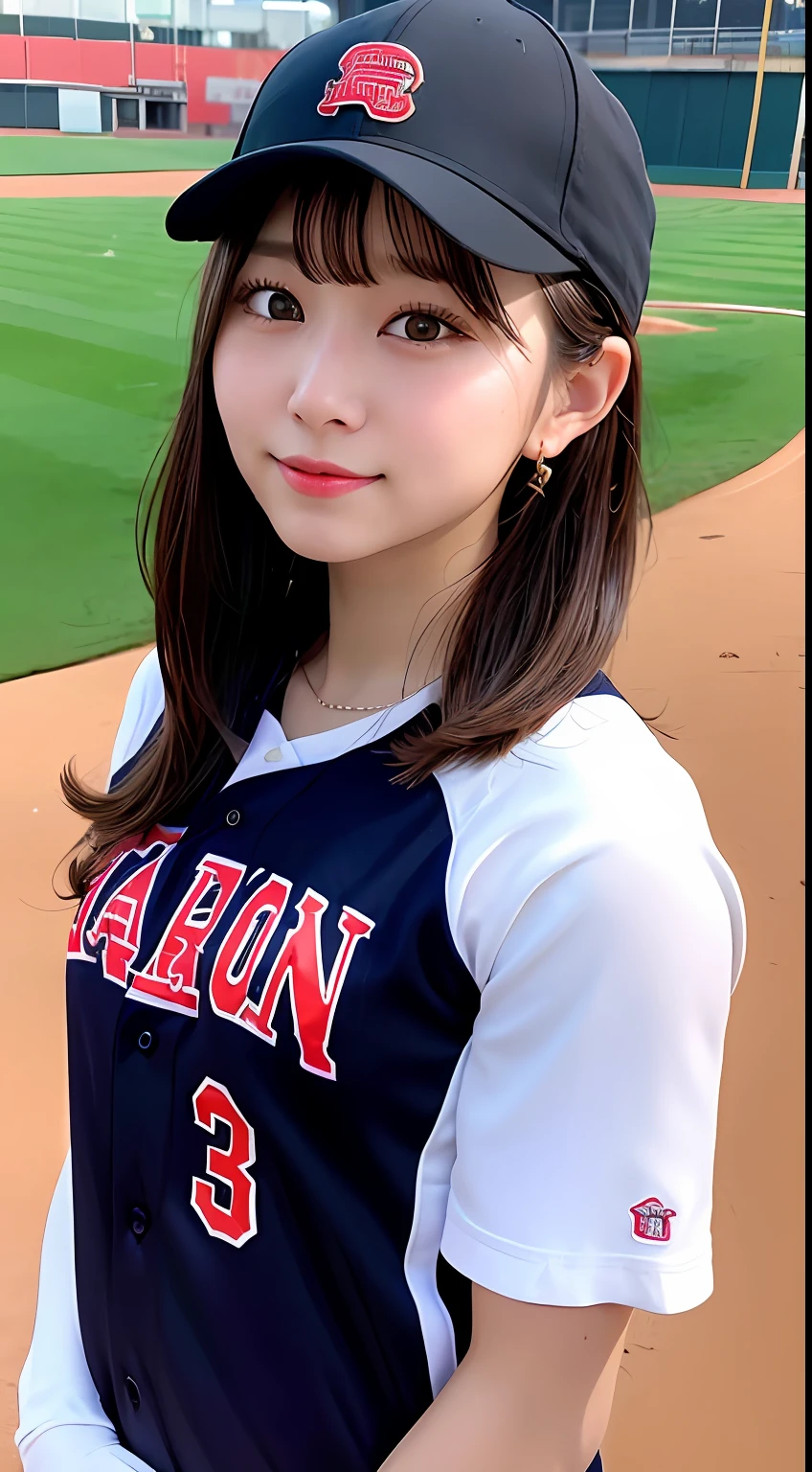 13 years old。smile、Beautiful eyes、Beautiful colored clothes、Baseball cap