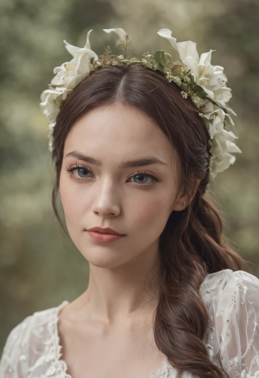braid, hairpin, raised eyebrows, blush, Contemporary art, backlighting, partially underwater shot, character chart, first-person view, Eye-Level Shot, Sony FE GM, masterpiece, textured skin, 4K，Wear a white T-shirt and blue skinny jeans