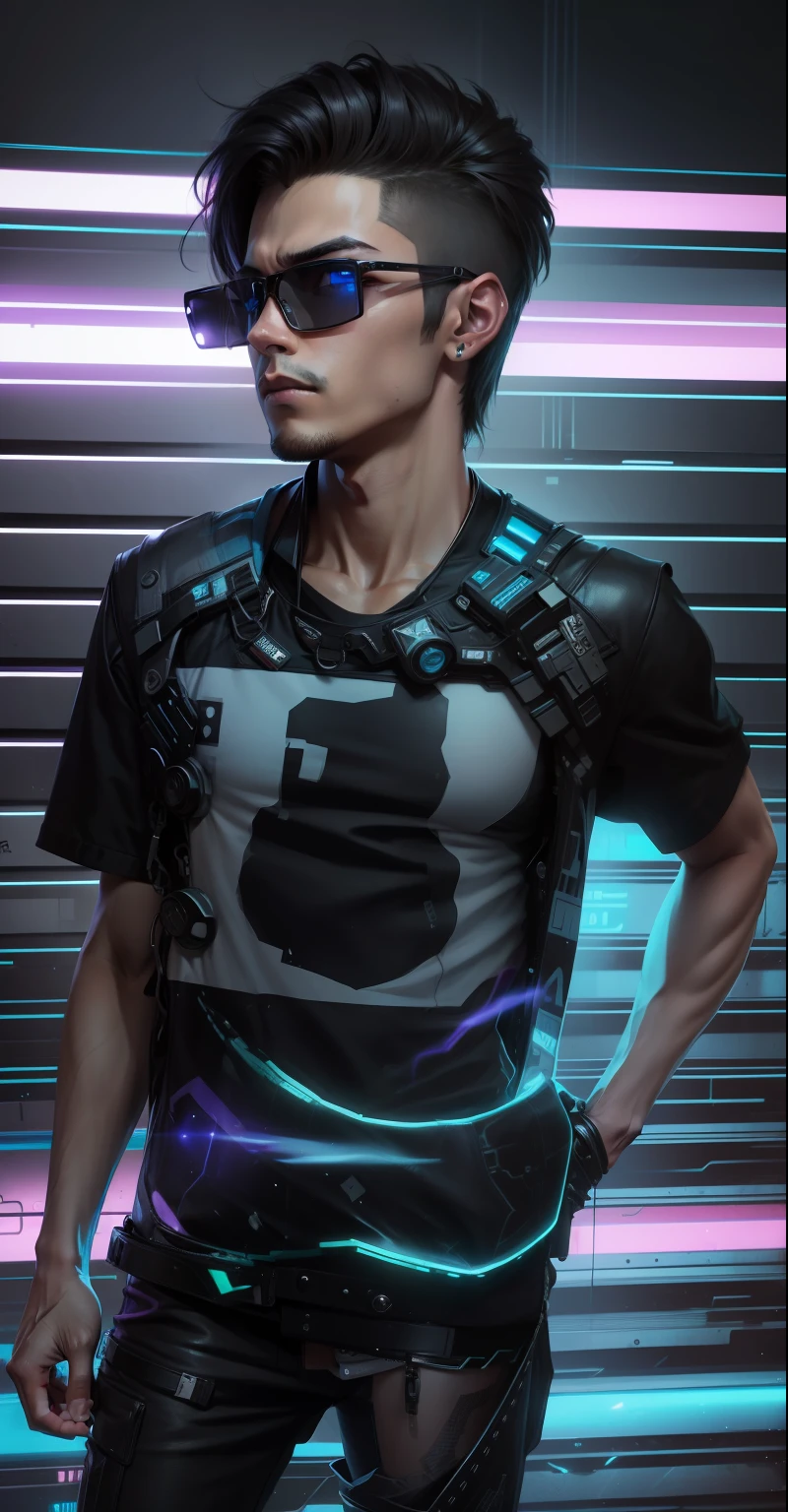 Change background Change background cyberpunk handsome boy realistic face